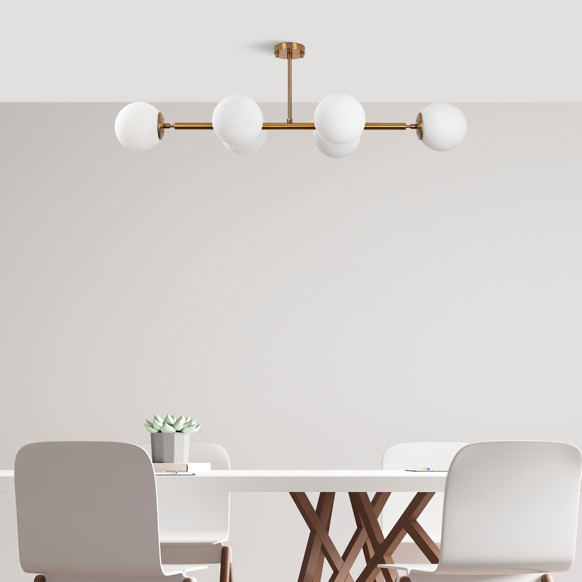 Candeeiro de Teto – 110 x 40 x 35 cm – Cobre – Metal e Vidro