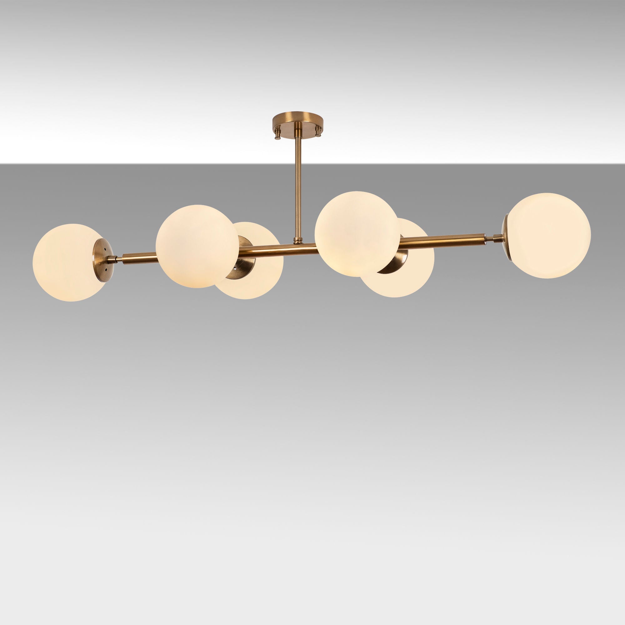 Candeeiro de Teto – 110 x 40 x 35 cm – Cobre – Metal e Vidro