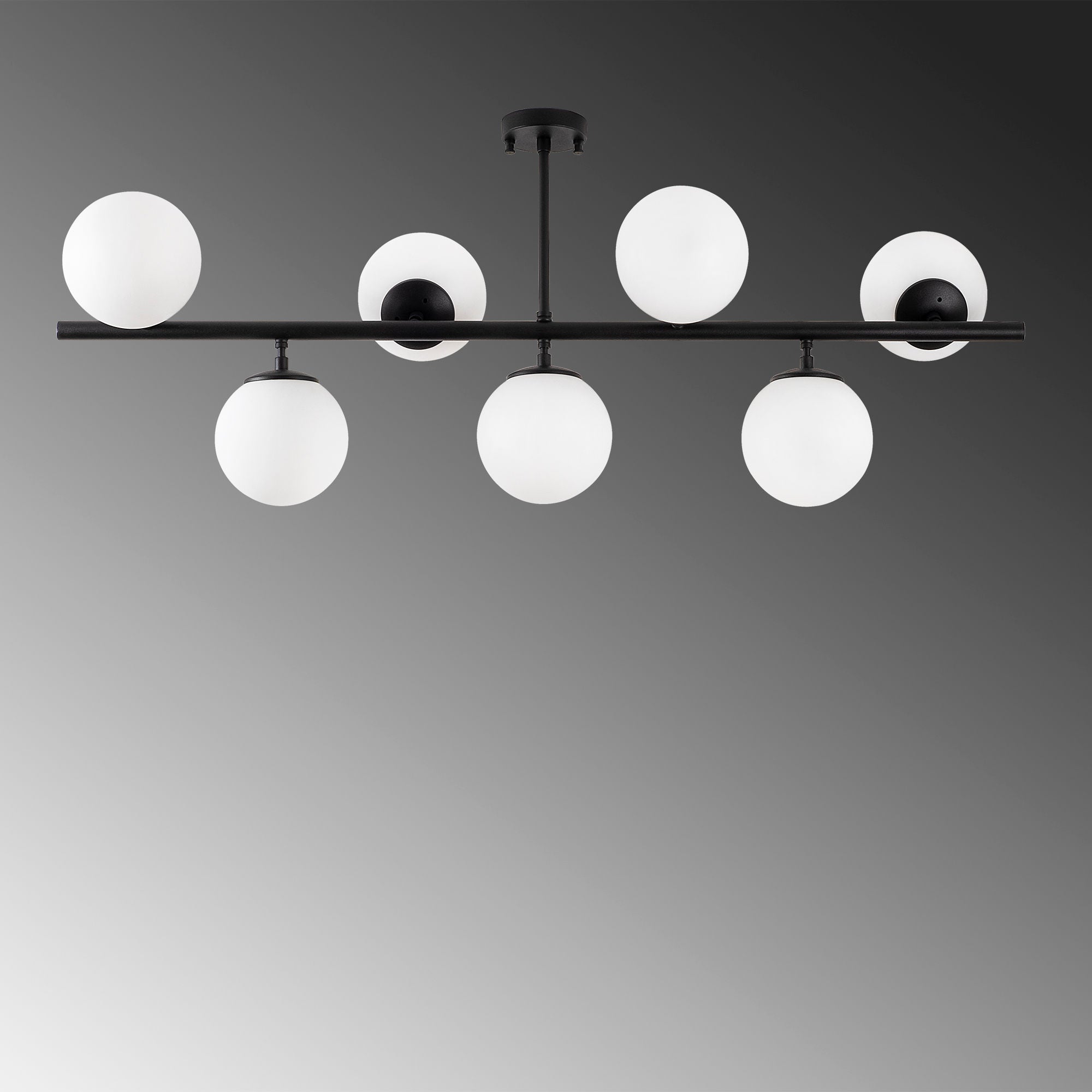 Candeeiro de Teto moderno – 113 x 40 x 46 cm – preto – metal e vidro