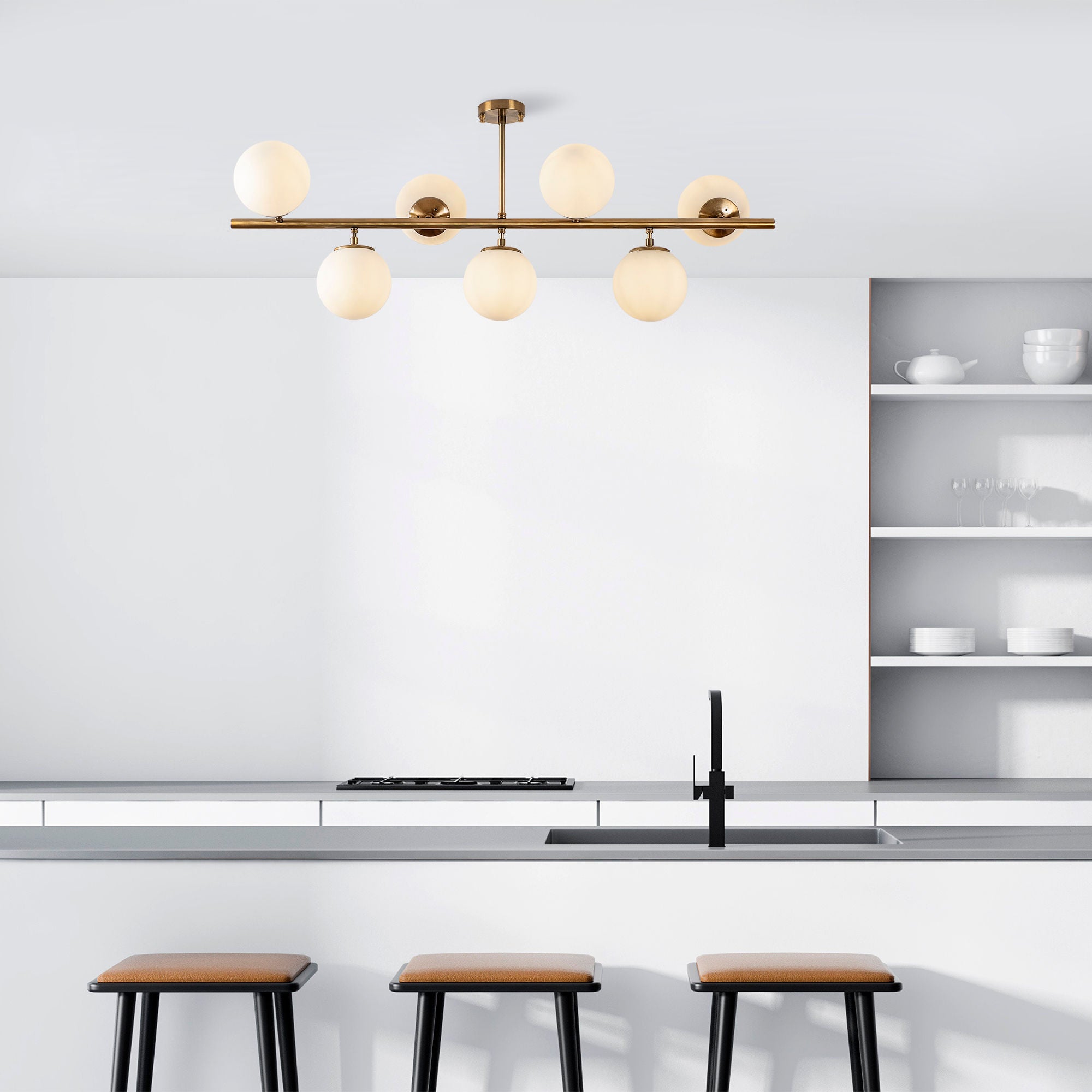 Candeeiro de Teto – 113 x 40 x 46 cm – Cobre – Metal e Vidro