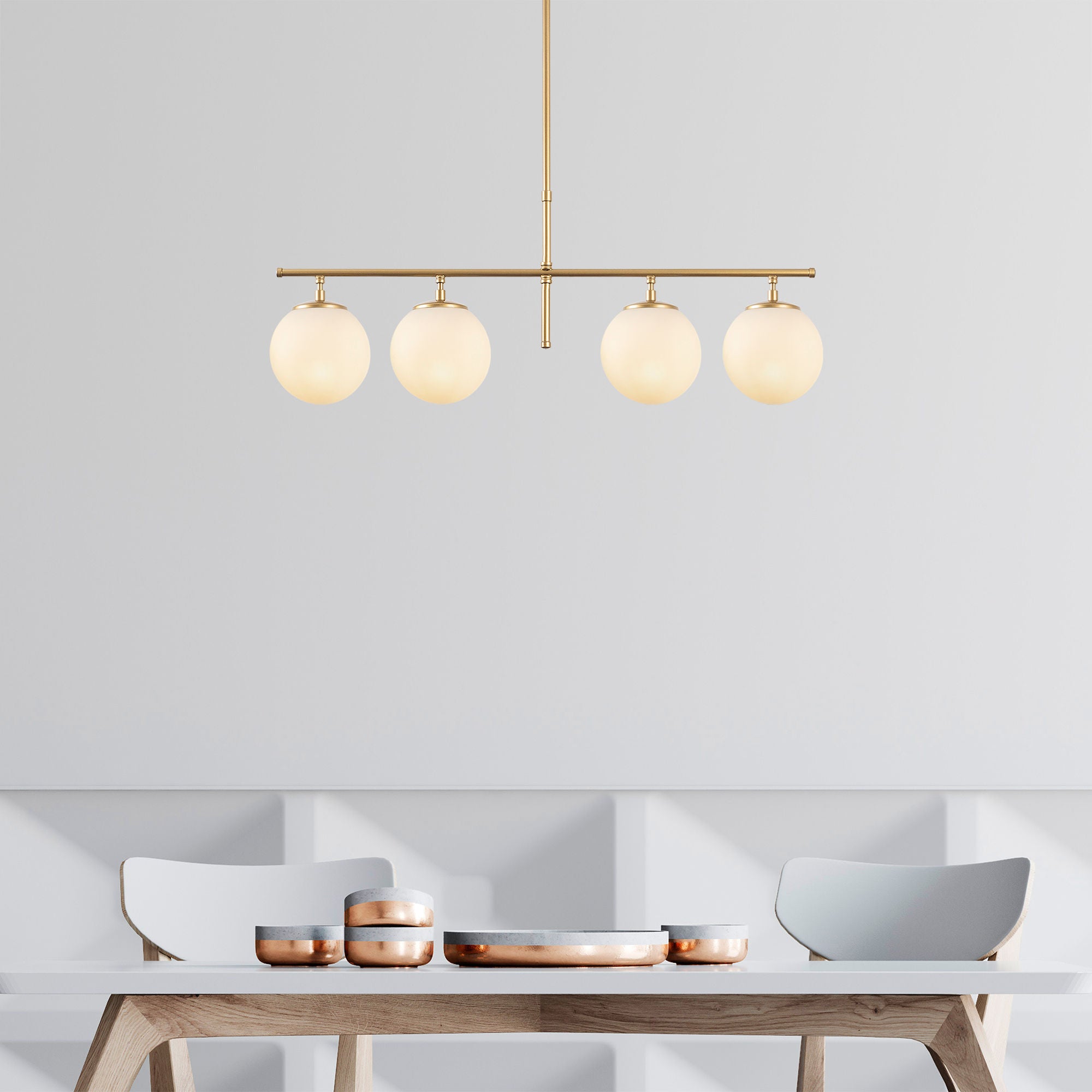 Candeeiro de Teto – 81 x 15 x 36-76 cm – Dourado – Metal e vidro