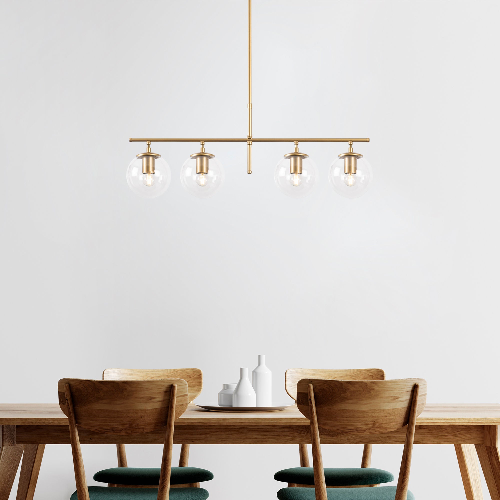 Candeeiro de Teto – 81 x 15 x 36-76 cm – Dourado – Metal e Vidro