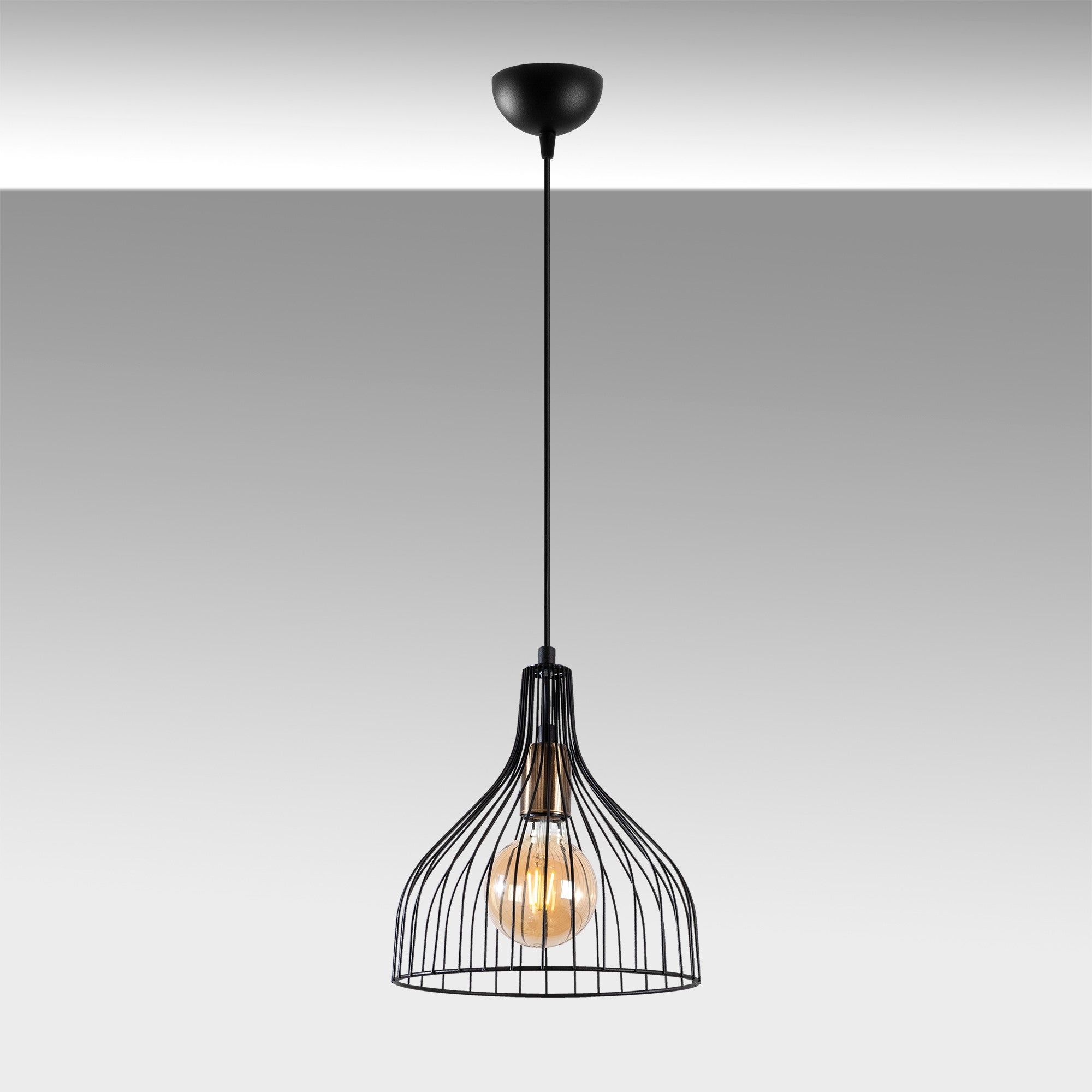 Candeeiro de Teto Industrial – 25 x 25 x 33 cm – Preto – Metal