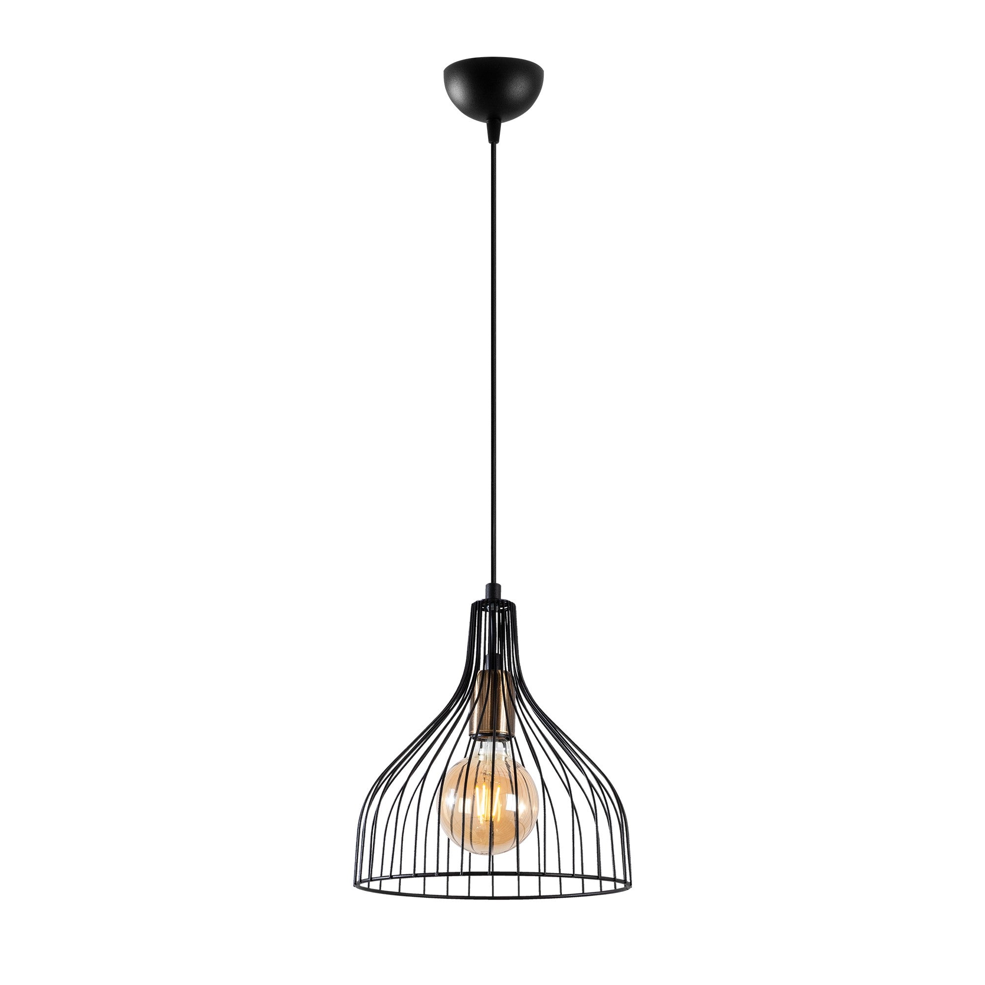 Candeeiro de Teto Industrial – 25 x 25 x 33 cm – Preto – Metal