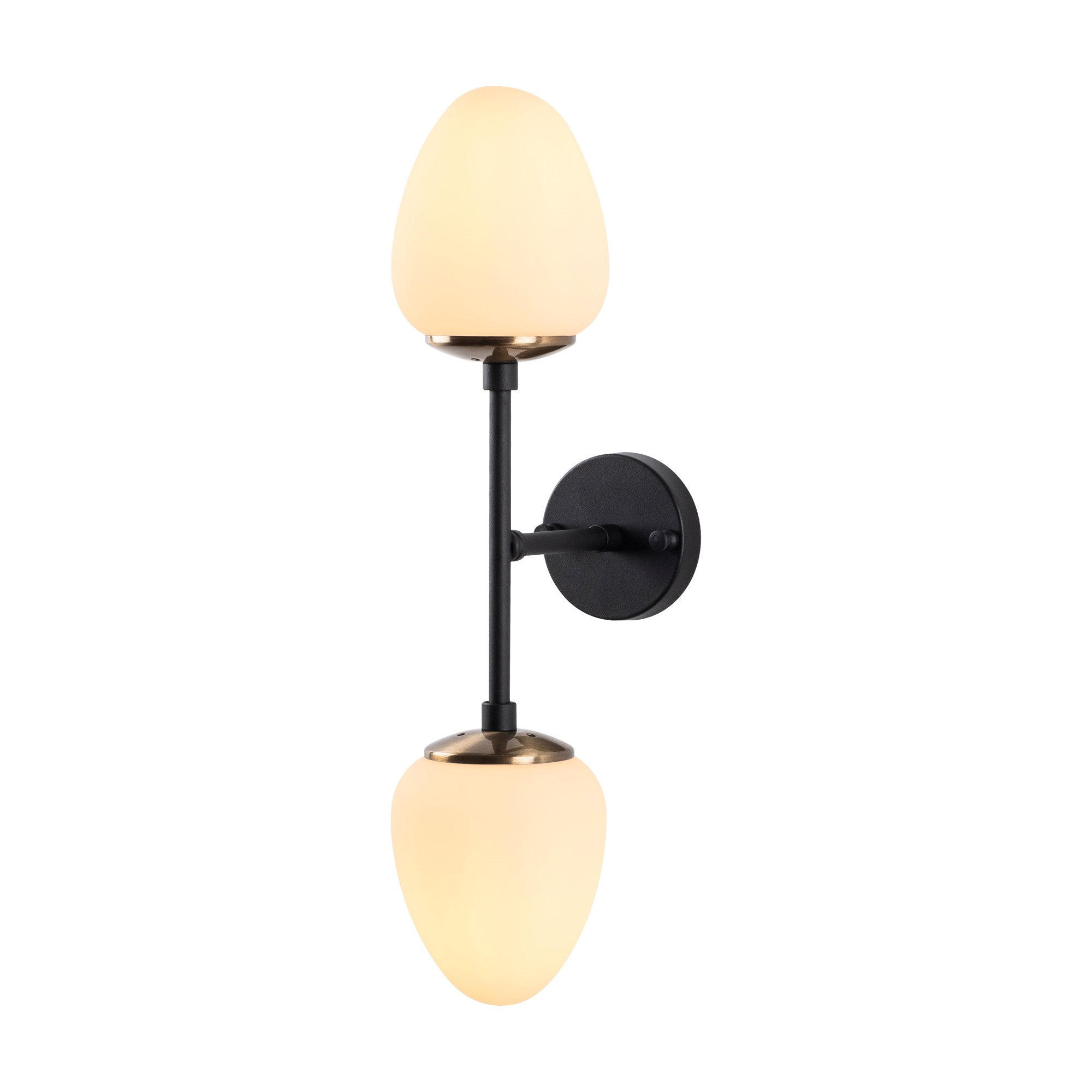 Candeeiro de Parede estilosa, corpo de metal com tampa de vidro, 12 x 23 x 56 cm | Preto, antigo e branco | Ideal para decoração boêmia, industrial e escandinava | Soquete: 2 x E14