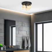 Candeeiro de Teto elegante com corpo de metal, preto e creme antigo, 44 x 44 x 40 cm | 7 soquetes G9, máx. 10 W | Design escandinavo industrial moderno, lâmpada não incluída