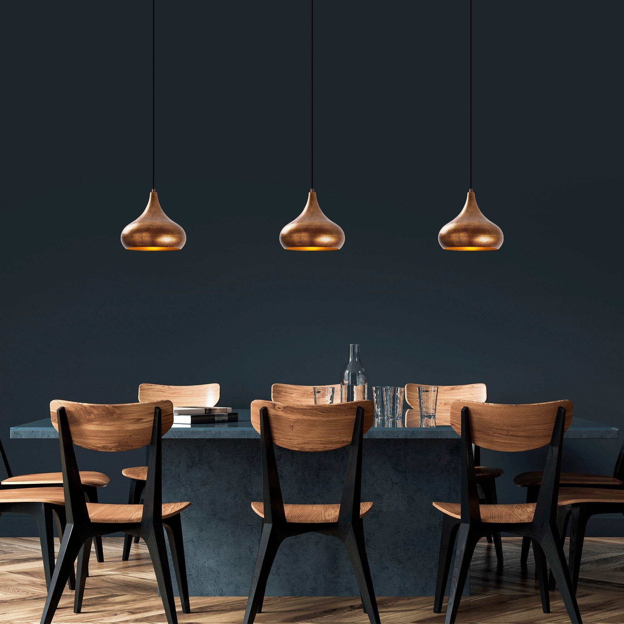 Candeeiro de Teto elegante de cobre, altura ajustável 26 x 26 x 38 cm, corpo de metal, design barroco e escandinavo, soquete E27, máx. 40 W, IP20, perfeito para espaços modernos