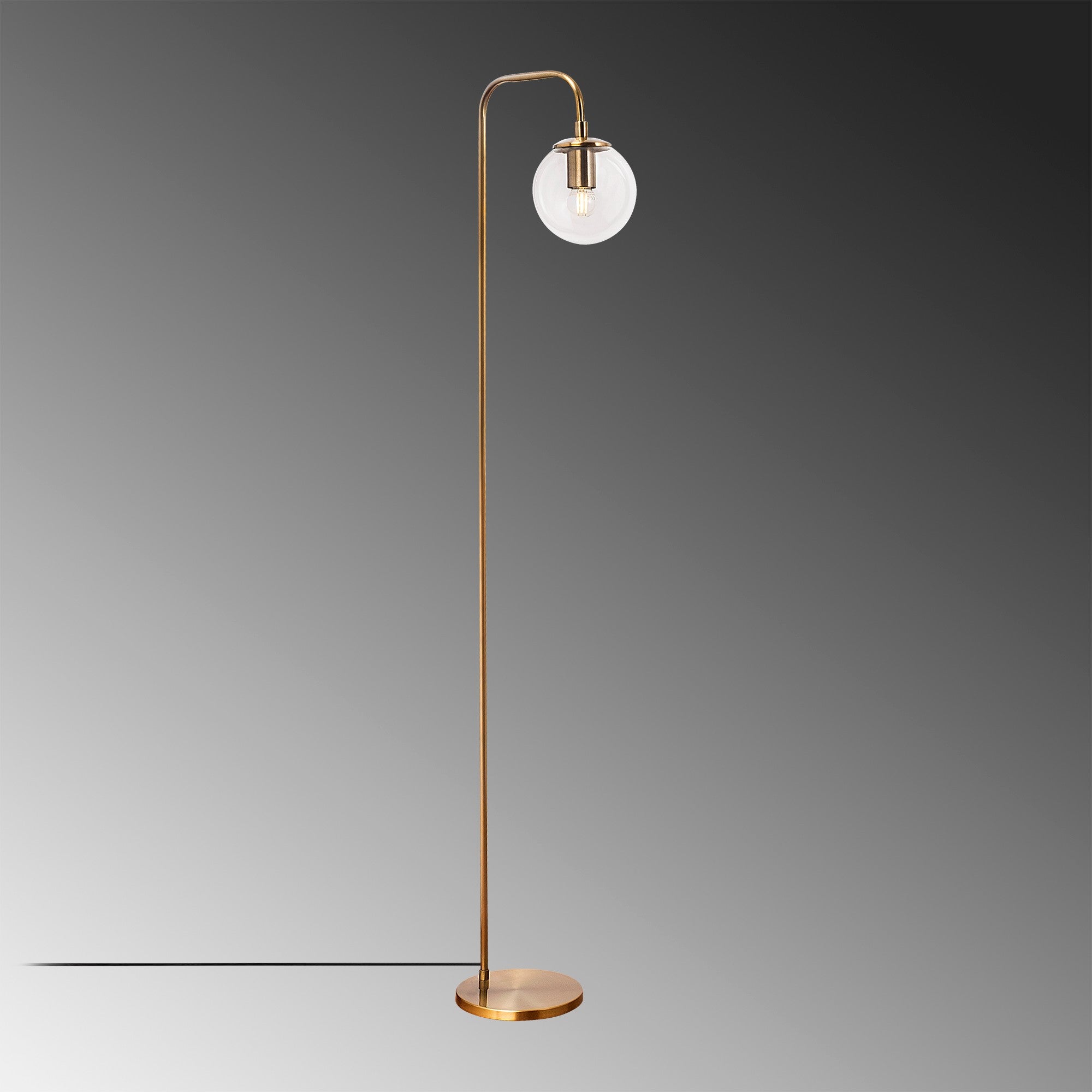 Candeeiro de Pé elegante com corpo de metal e tampa de vidro, acabamento em cobre vintage, 27 x 27 x 146 cm | Soquete E14, design escandinavo moderno, perfeita para decoração de casa