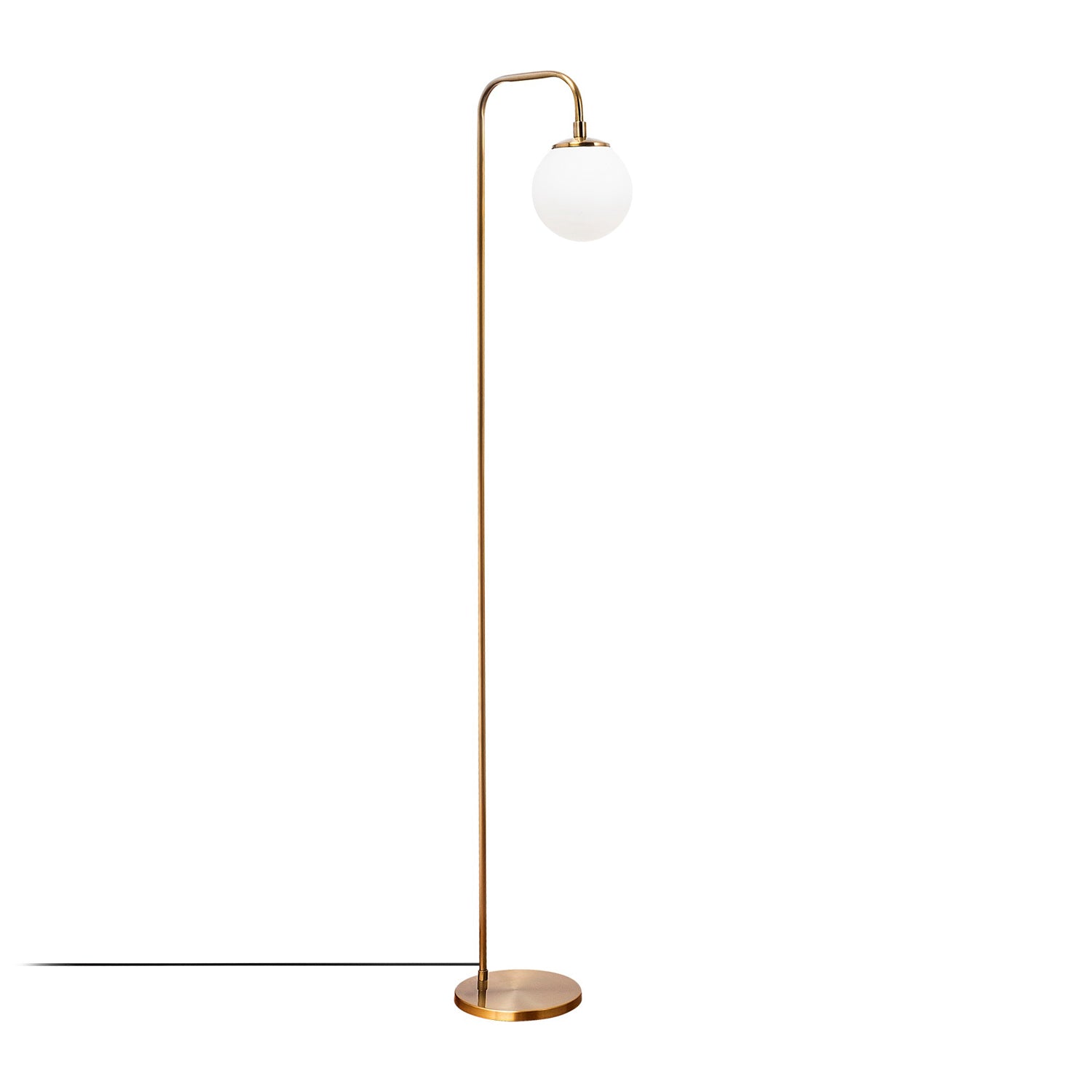 Candeeiro de Pé elegante com corpo de metal e tampa de vidro, acabamento em cobre vintage, 27 x 27 x 146 cm | Soquete E14, design escandinavo moderno, perfeita para decoração de casa