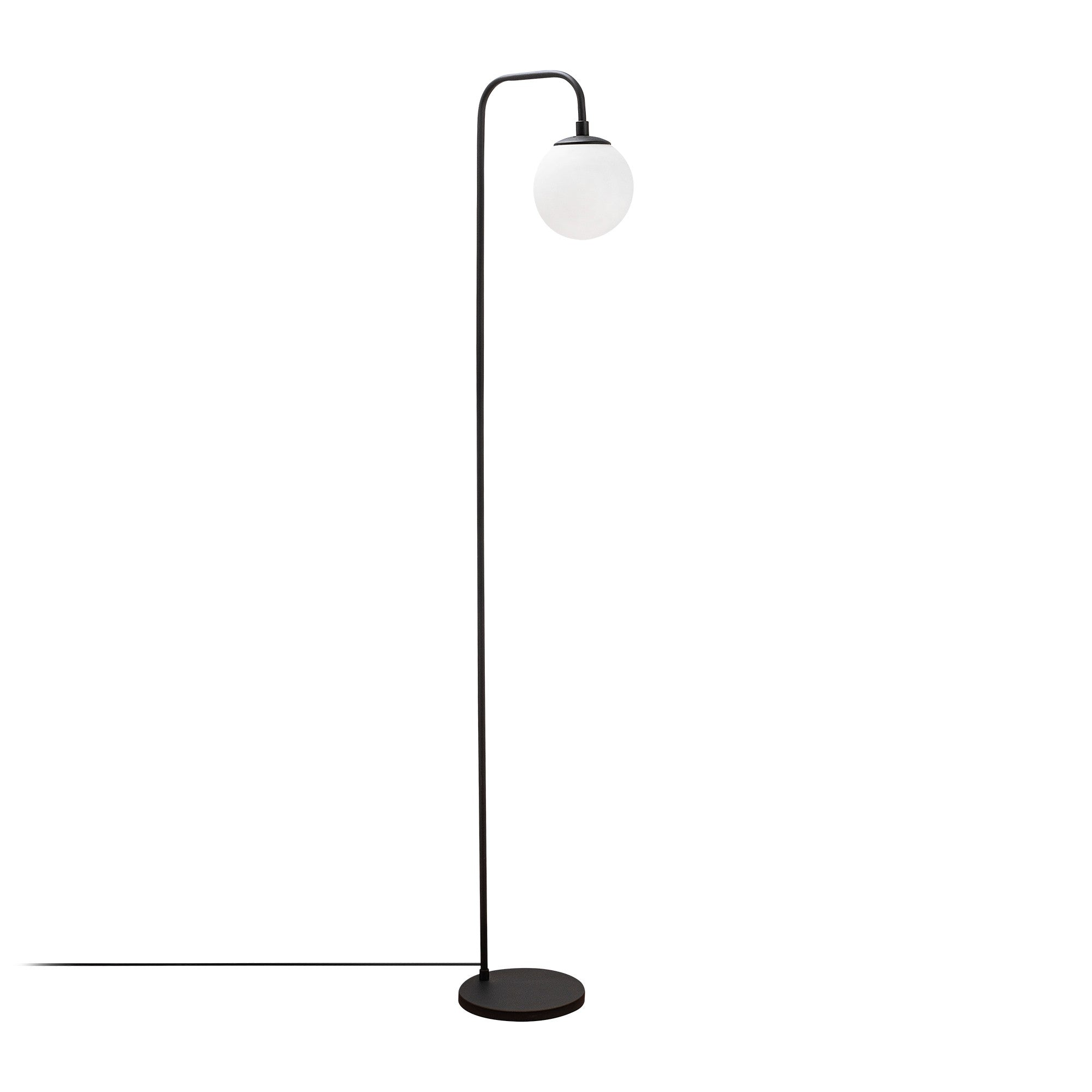 Candeeiro de Pé moderna com corpo de metal e base de vidro, preta e creme, 27 x 27 x 146 cm | Soquete E14, design industrial elegante para casa e escritório