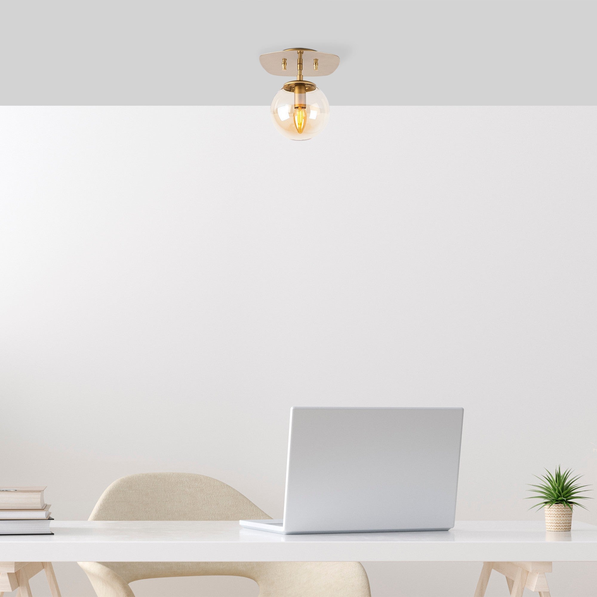 Candeeiro de Teto Vintage Elegante, Corpo de Metal com Tampa de Vidro, 20 x 25 cm | Soquete E14, Máx. 40 W | Design Escandinavo Glamour Tradicional para Decoração de Casa