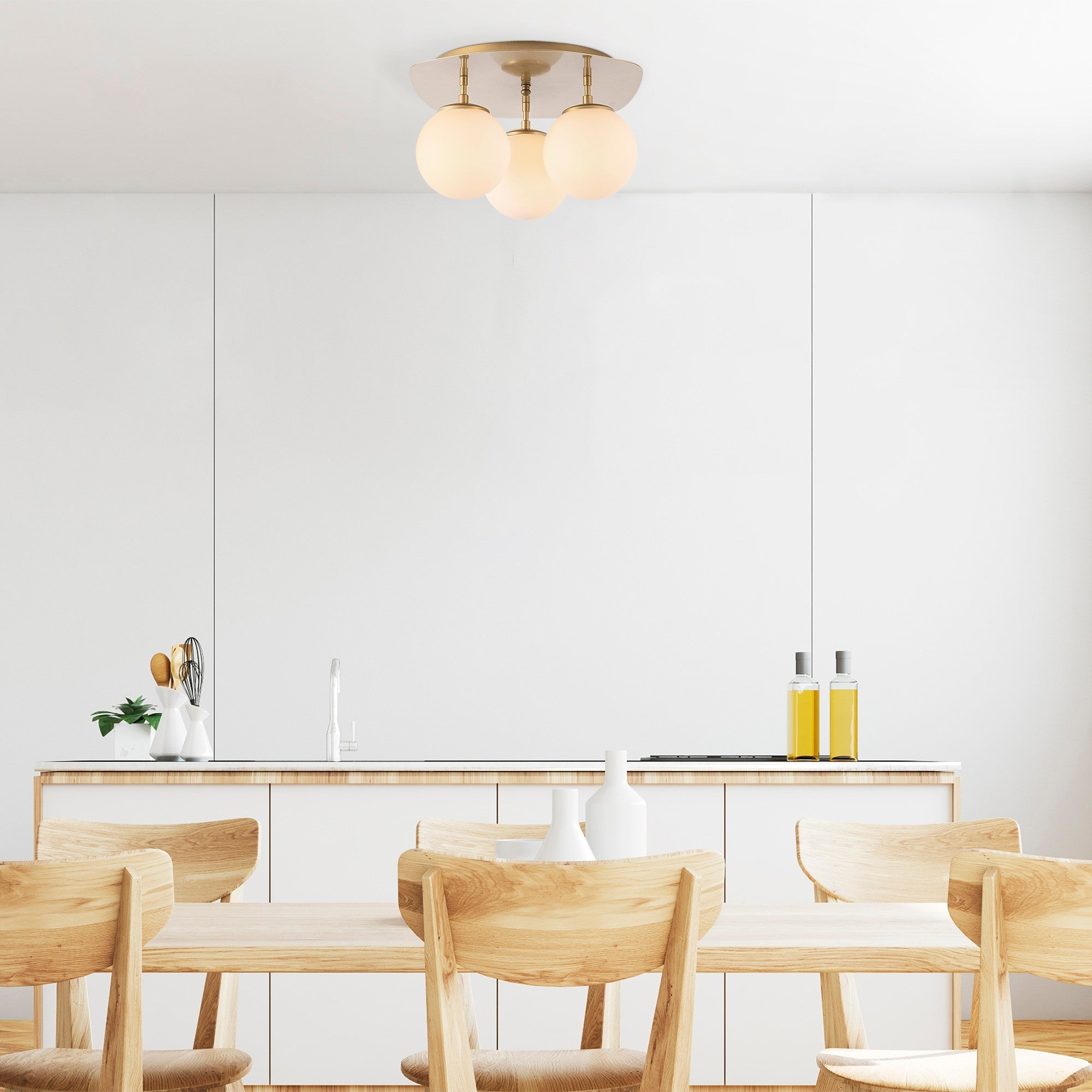 Candeeiro de Teto Dourado Elegante, Corpo em Metal, 37 x 44 x 25 cm | 3 Soquetes E14, Máx. 40 W | Design Moderno e Glamouroso para Hotéis e Casas Escandinavas, Lâmpada Não Inclusa