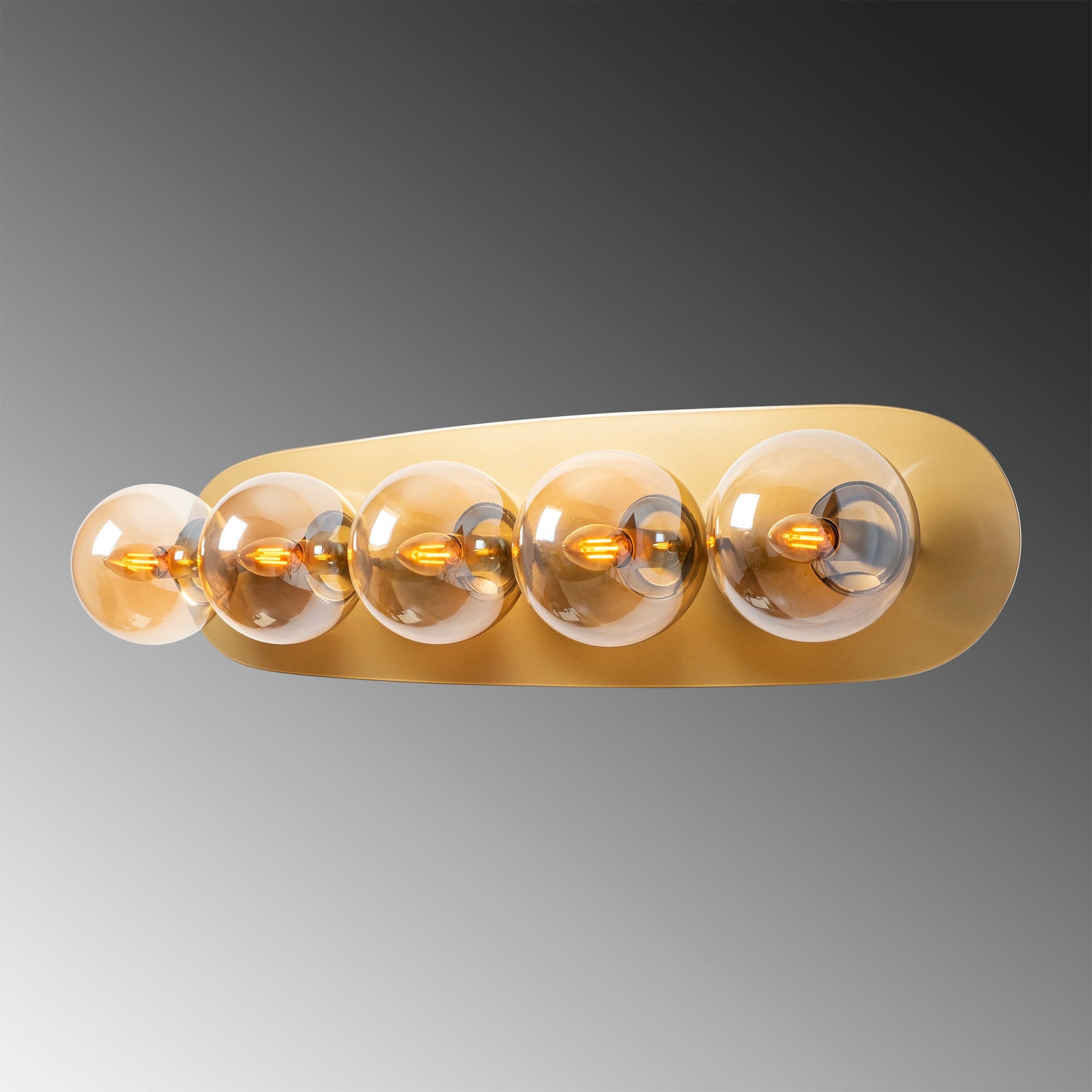 Candeeiro de Parede elegante com corpo de metal e tampa de vidro, acabamento dourado, 90 x 23 x 26 cm | 5 soquetes E14, máx. 40 W | Design escandinavo moderno para espaços glamorosos