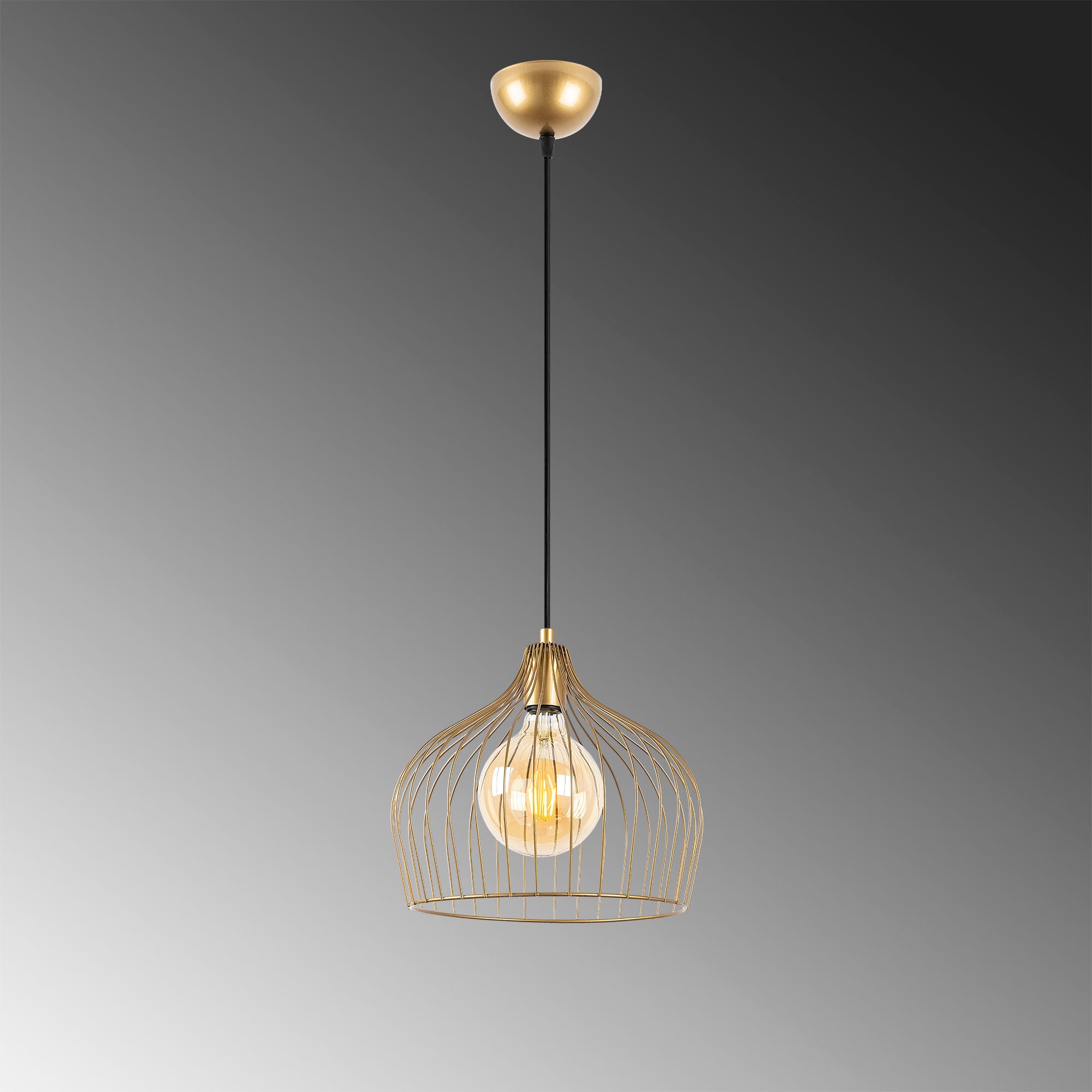Candeeiro de Teto Dourado Elegante, Corpo em Metal, 30 x 30 x 121 cm | Altura Ajustável, Soquete E27, Design Moderno | Perfeito para Decoração Glamourosa