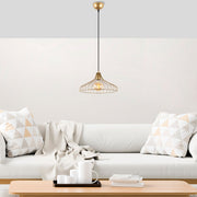 Candeeiro de Teto Dourado Elegante, Corpo em Metal, 36 x 36 x 120 cm, Altura Ajustável, Soquete E27, Design Moderno e Glamouroso | Perfeito para Salas de Estar e Jantar