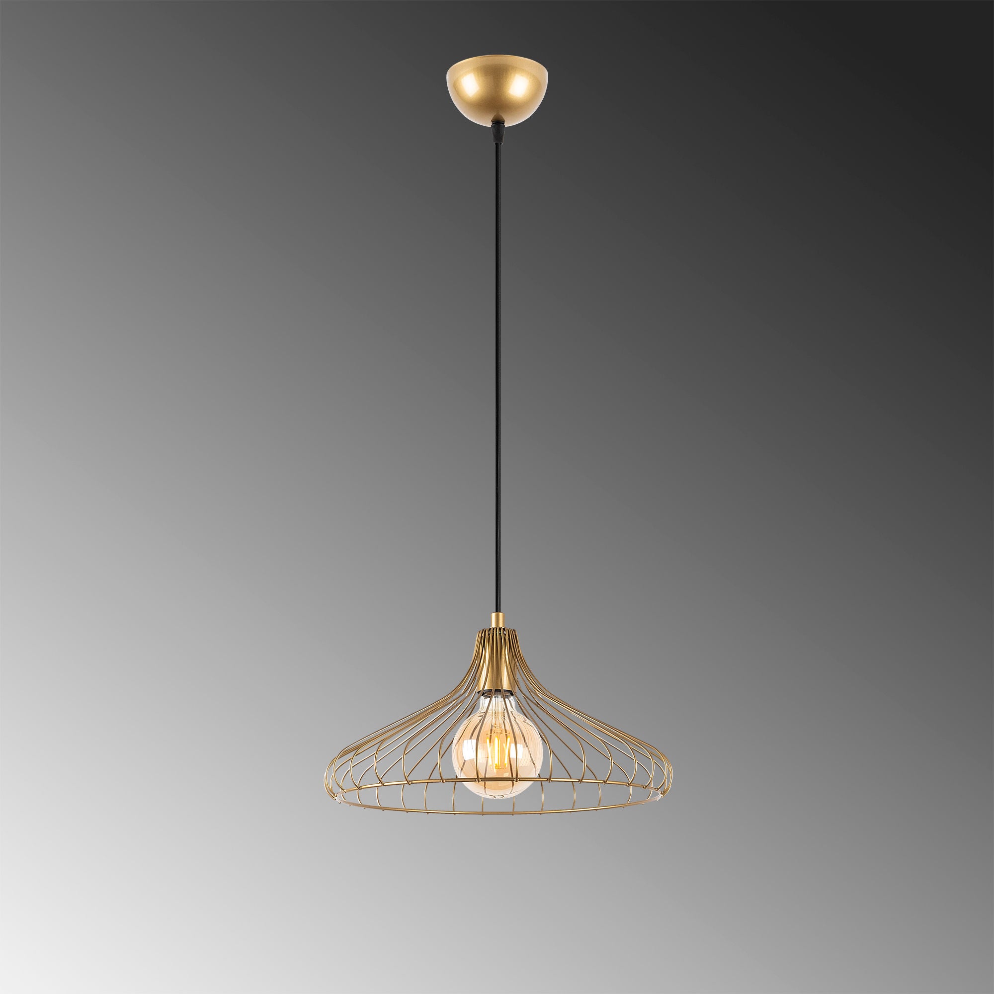 Candeeiro de Teto Dourado Elegante, Corpo em Metal, 36 x 36 x 120 cm, Altura Ajustável, Soquete E27, Design Moderno e Glamouroso | Perfeito para Salas de Estar e Jantar