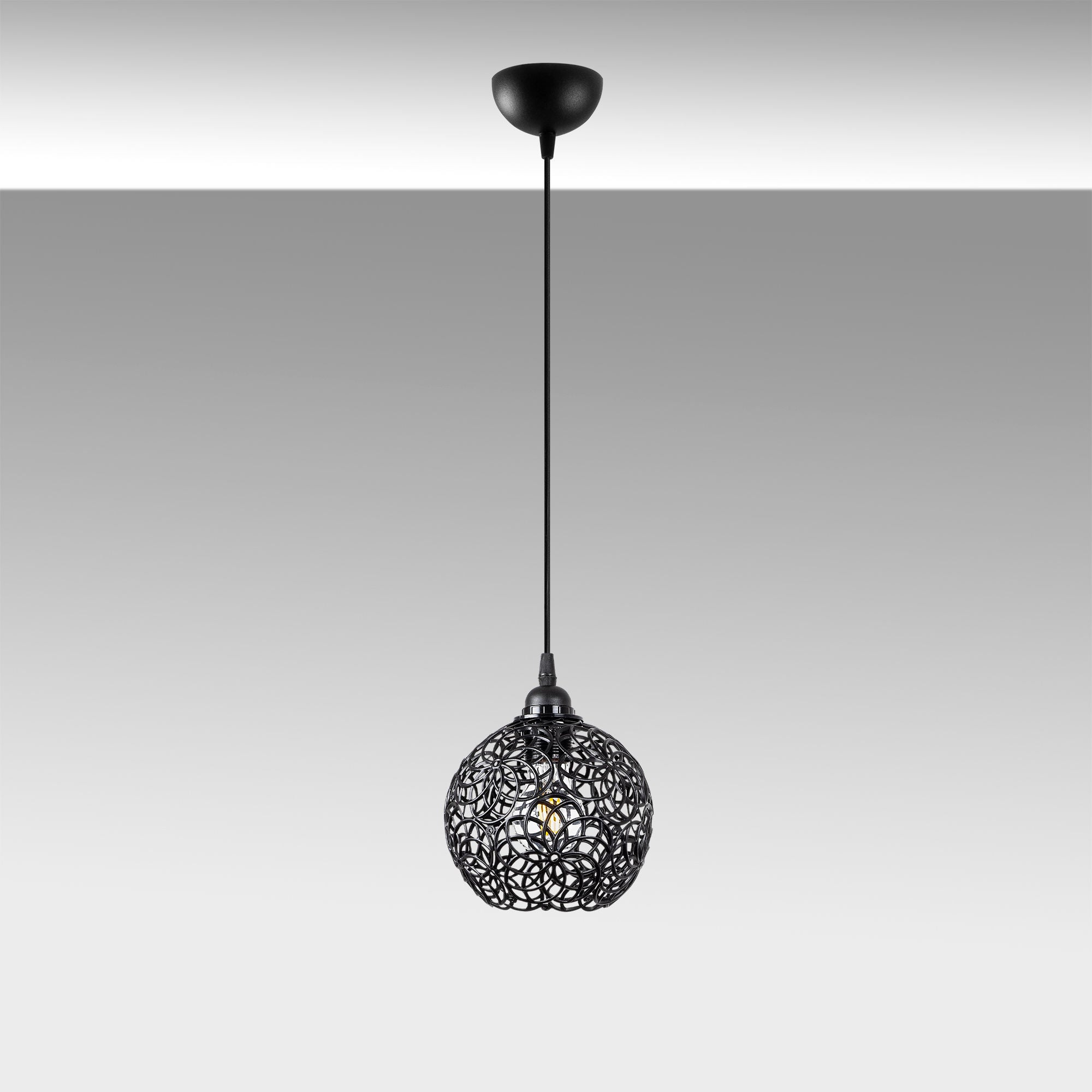 Candeeiro de Teto Preto Moderno, Corpo em Metal, 17 x 17 x 118 cm, Altura Ajustável, Soquete E27, IP20 | Design Industrial Elegante para Casa e Escritório