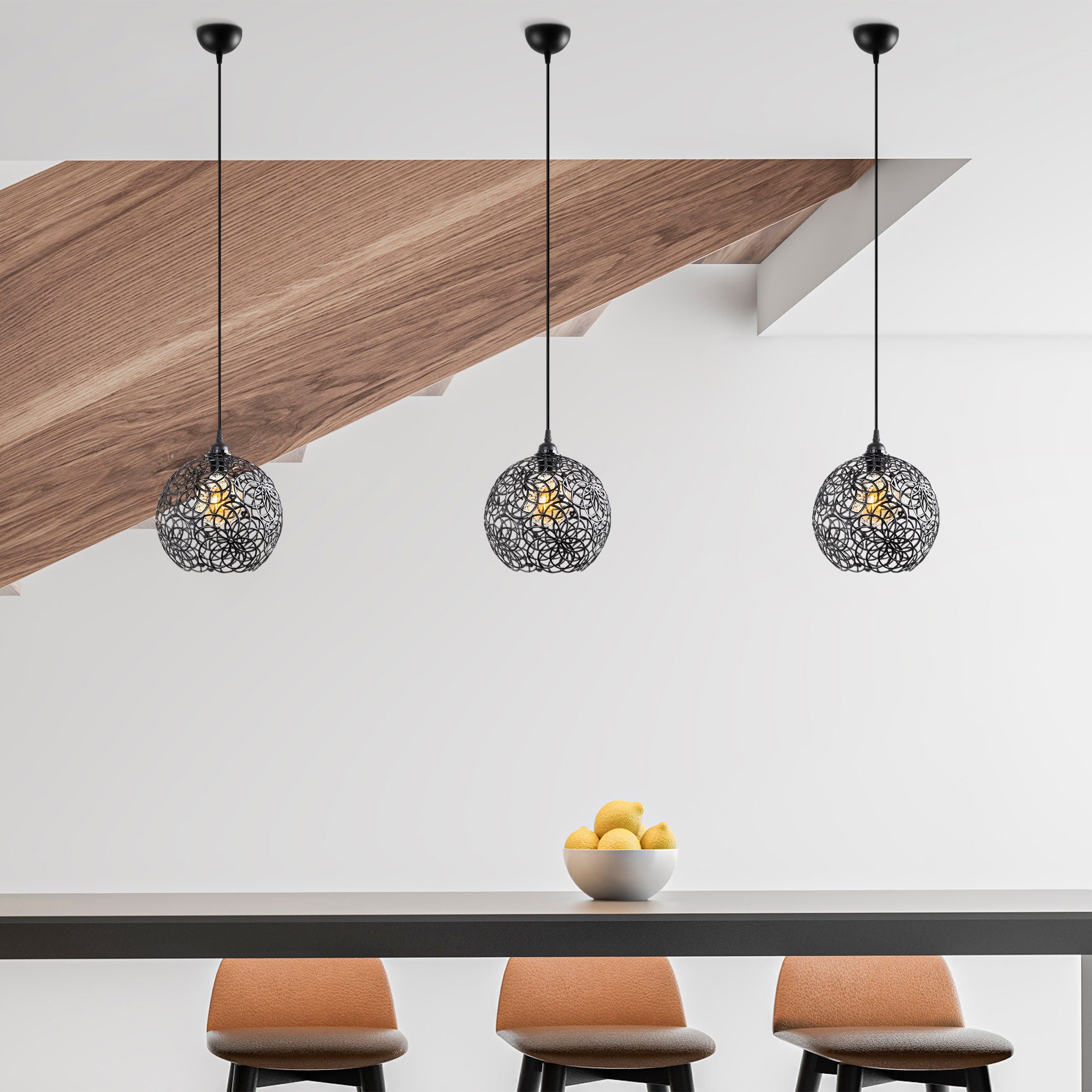 Candeeiro de Teto preto moderno, corpo de metal, altura ajustável 25x25x126 cm, soquete E27 máx. 40 W, design industrial elegante para iluminação residencial e de escritório