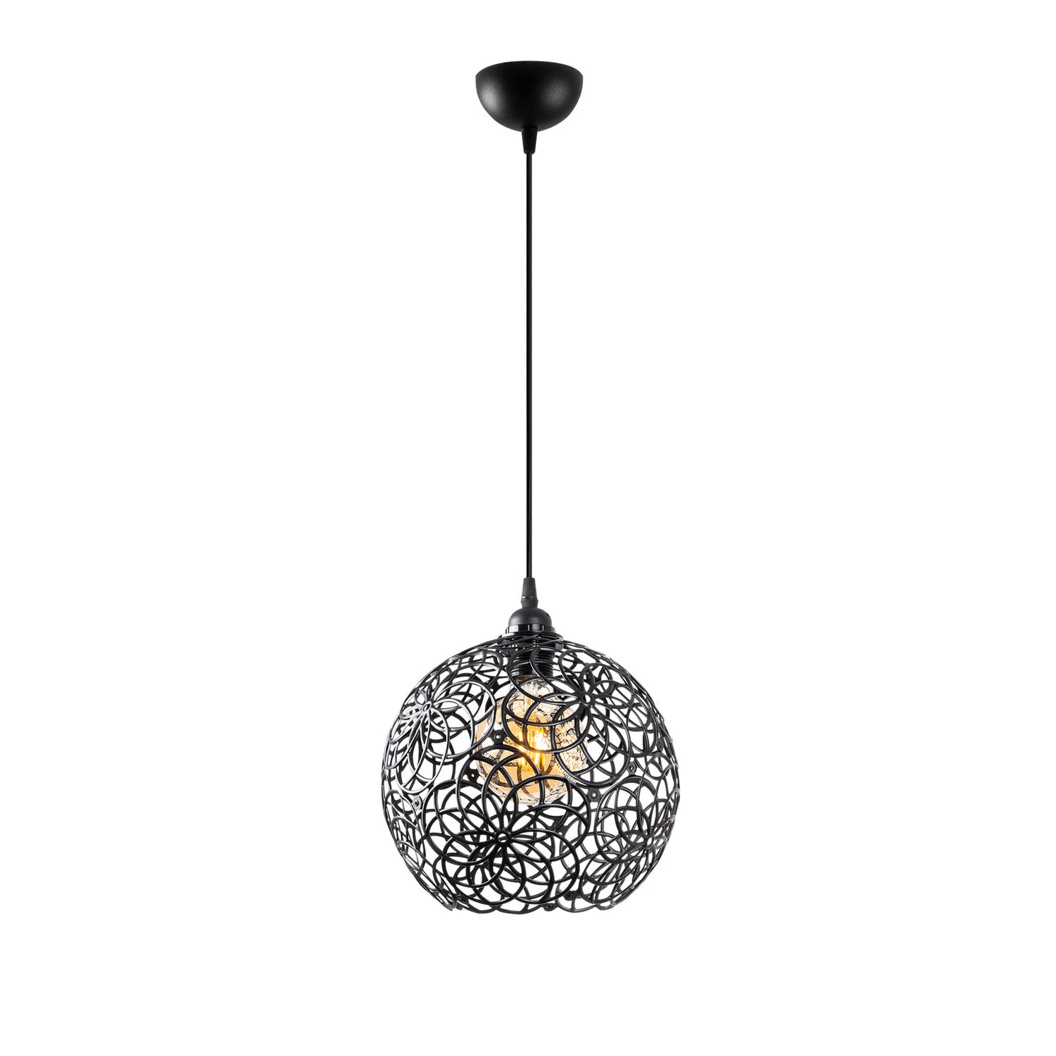Candeeiro de Teto preto moderno, corpo de metal, altura ajustável 25x25x126 cm, soquete E27 máx. 40 W, design industrial elegante para iluminação residencial e de escritório