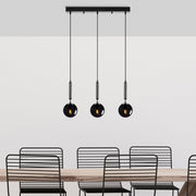 Candeeiro de Teto preto moderno, corpo de metal, altura ajustável, 62 x 15 x 134 cm | Tampa de vidro (15 cm) | 3 x E14 máx. 40 W | Design industrial e escandinavo elegante