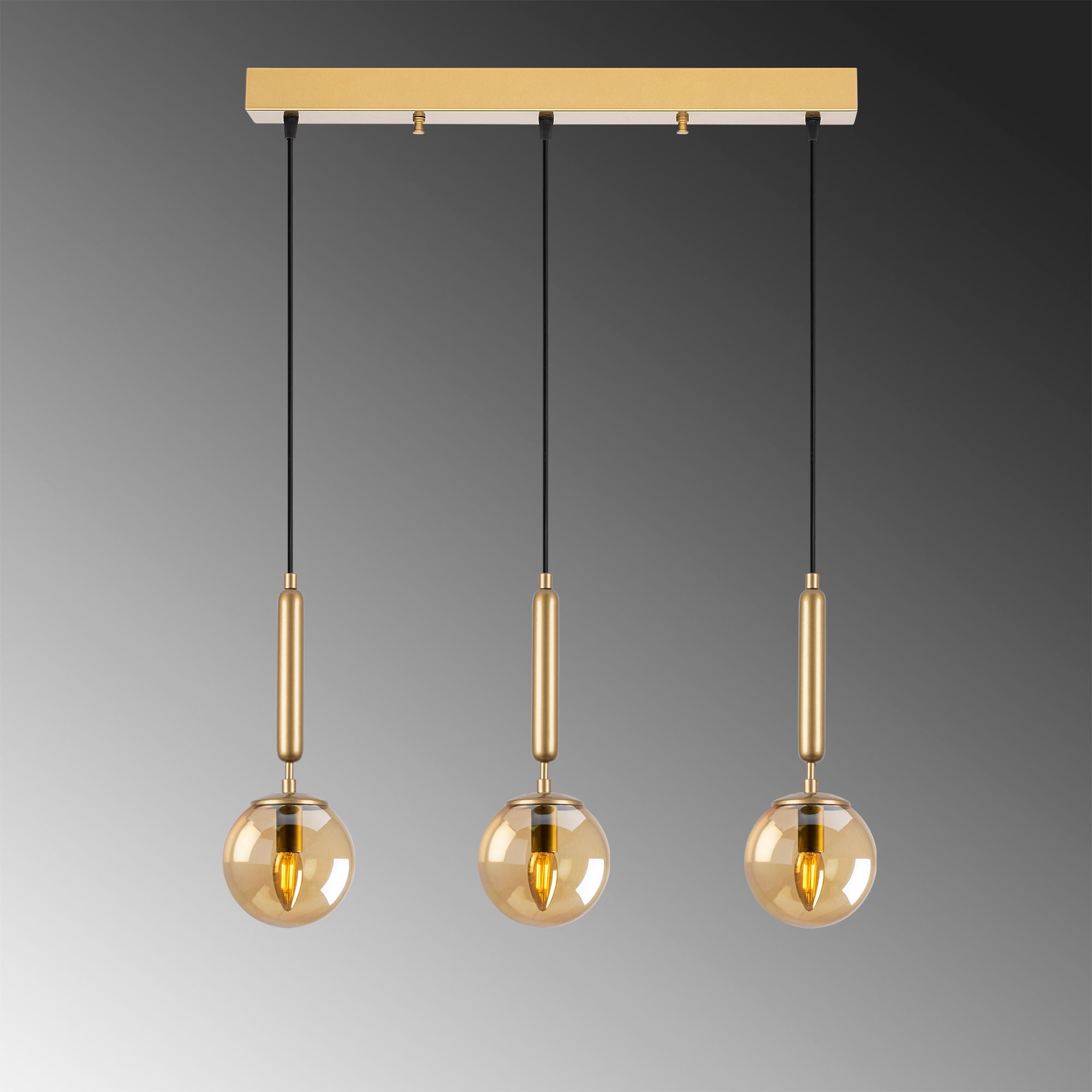 Candeeiro de Teto elegante dourado, corpo de metal, altura ajustável, 62 x 15 x 134 cm | 3 x E14 máx. 40 W | Design escandinavo moderno, perfeito para espaços glamorosos