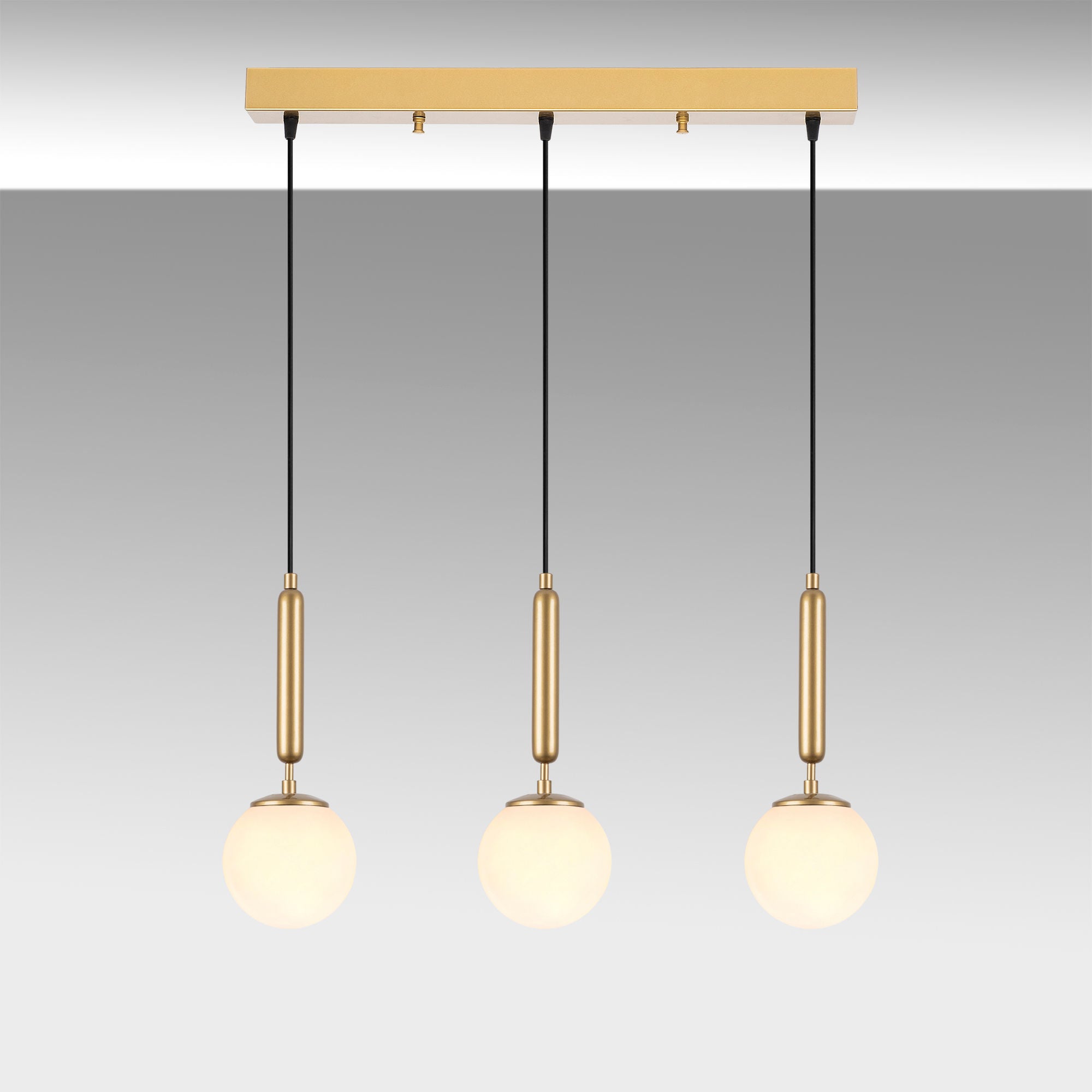 Candeeiro de Teto elegante dourado, corpo de metal, altura ajustável, 62 x 15 x 134 cm | 3 x E14 máx. 40 W | Design escandinavo moderno, perfeito para espaços glamorosos