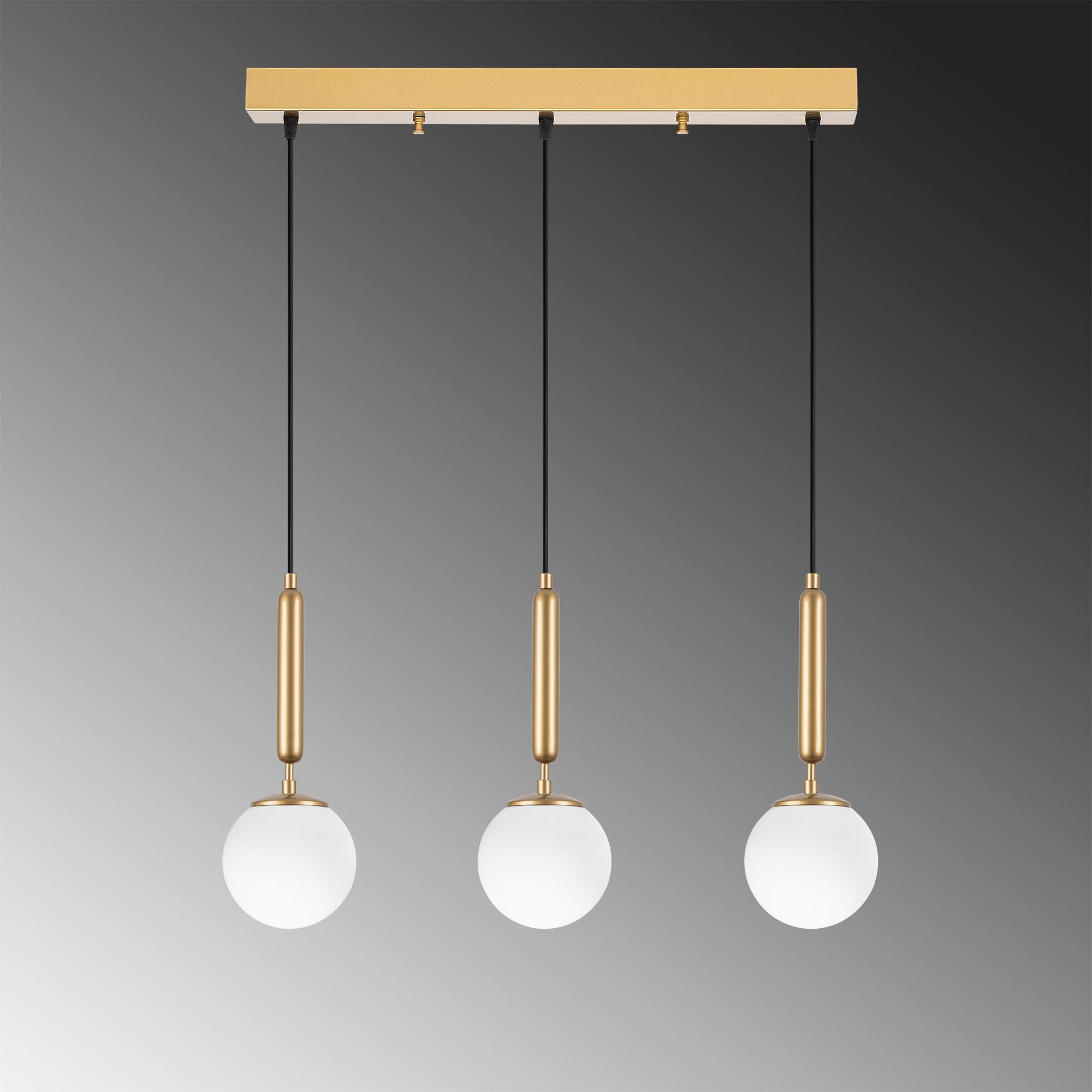 Candeeiro de Teto elegante dourado, corpo de metal, altura ajustável, 62 x 15 x 134 cm | 3 x E14 máx. 40 W | Design escandinavo moderno, perfeito para espaços glamorosos