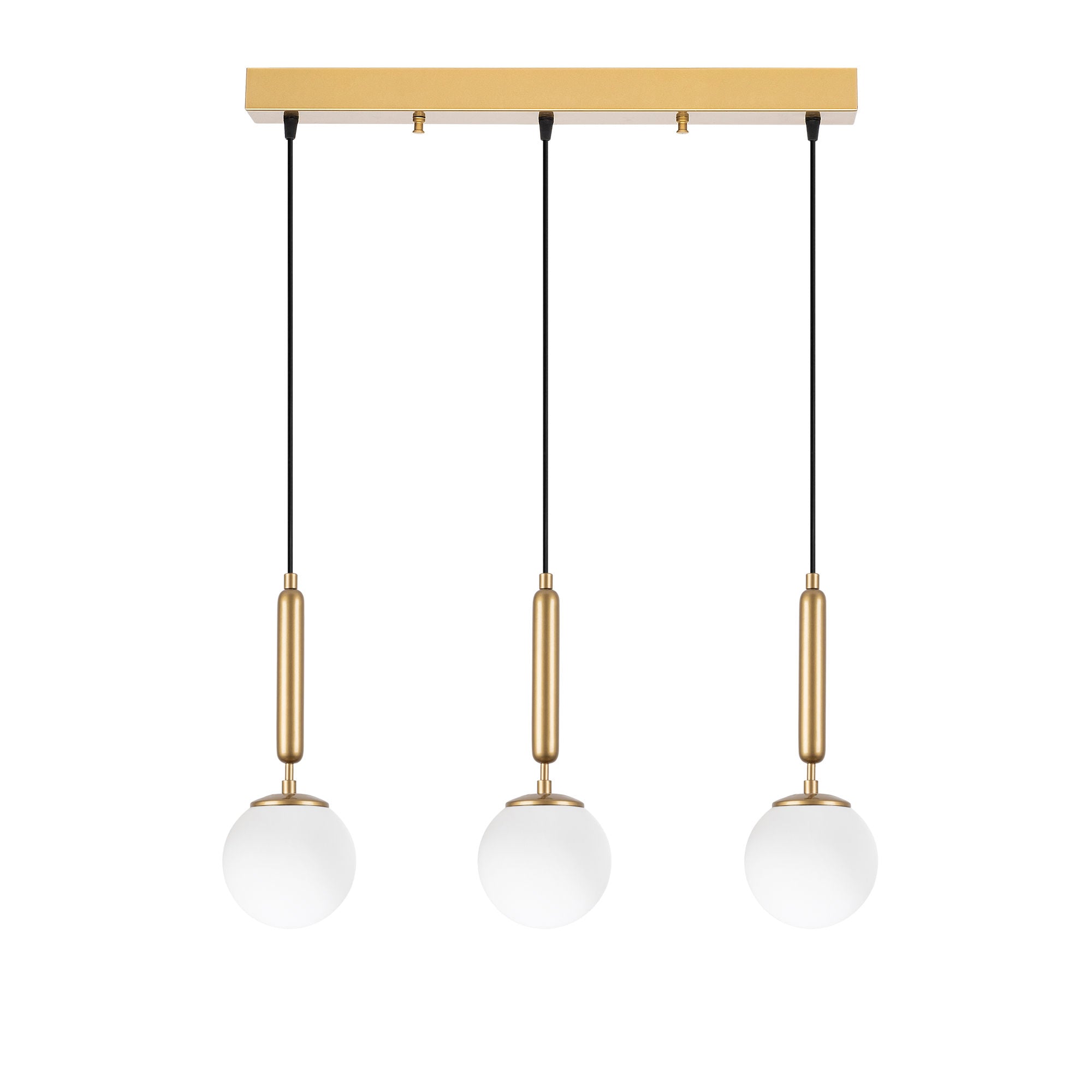 Candeeiro de Teto elegante dourado, corpo de metal, altura ajustável, 62 x 15 x 134 cm | 3 x E14 máx. 40 W | Design escandinavo moderno, perfeito para espaços glamorosos