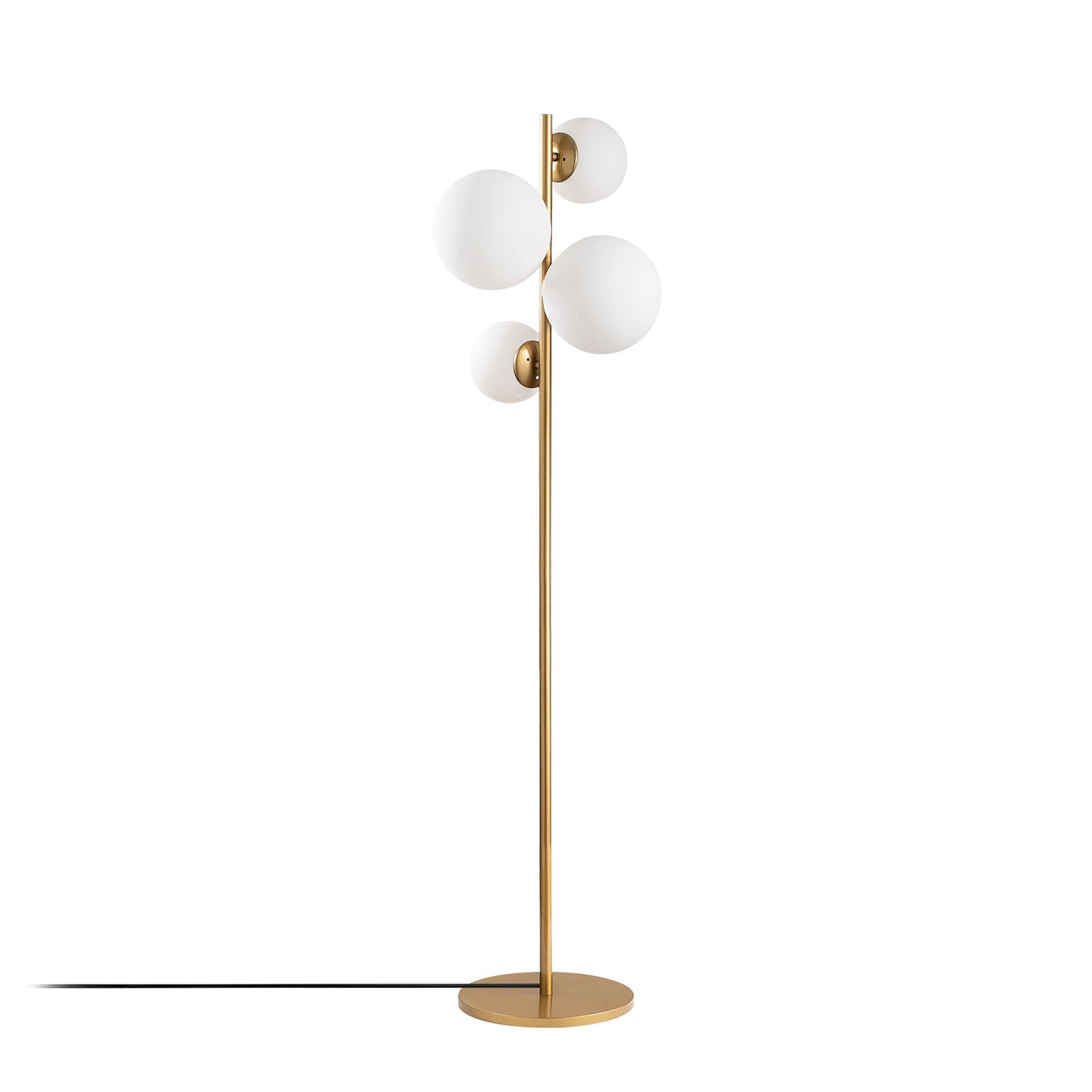 Candeeiro de Pé dourada elegante, corpo de metal com tampas de vidro (2 x 20 cm e 2 x 15 cm), 33 x 33 x 162 cm | Design escandinavo moderno, perfeito para espaços glamorosos