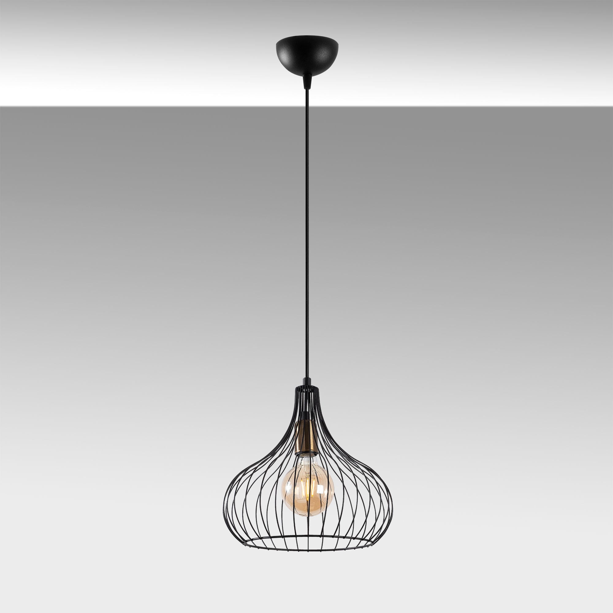Candeeiro de Teto Industrial, Preto e Antigo, 22 x 22 x 120 cm | Corpo de Metal, Altura Ajustável, Soquete E27, Perfeito para Decoração Moderna