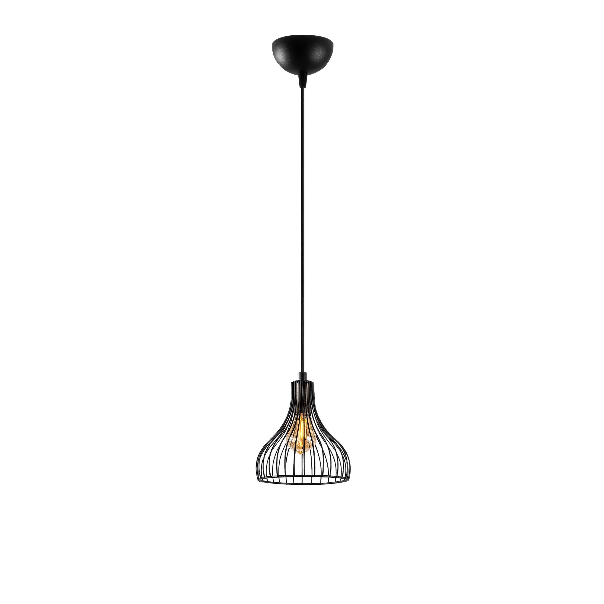Candeeiro de Teto Industrial com Corpo em Metal, Acabamento Preto e Antigo, 20 x 20 x 117 cm | Altura Ajustável, Soquete E27, Perfeito para Espaços Modernos