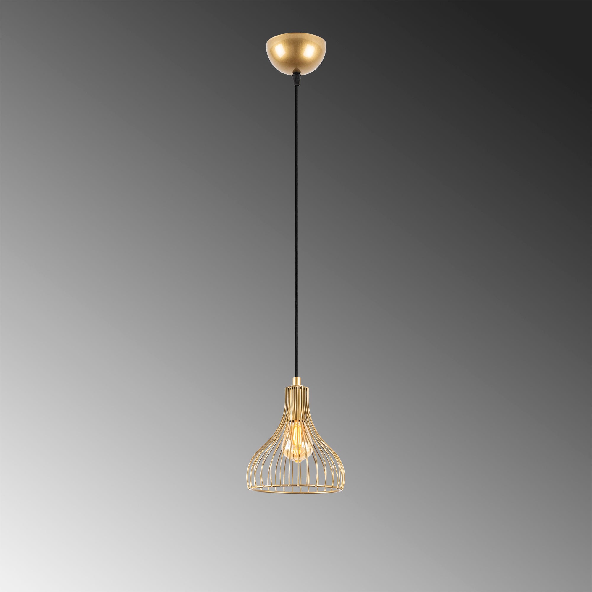 Candeeiro de Teto Dourado Elegante, Corpo em Metal, 20 x 20 x 117 cm | Altura Ajustável, Soquete E27, Design Moderno e Glamouroso | Perfeito para Salas de Estar e Salas de Jantar