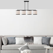 Candeeiro de Teto Escandinavo Moderno, Preto e Branco, 107 x 20 x 68 cm | Corpo em Metal, Altura Ajustável, 4 Soquetes E27 | Iluminação Elegante para Decoração de Casa