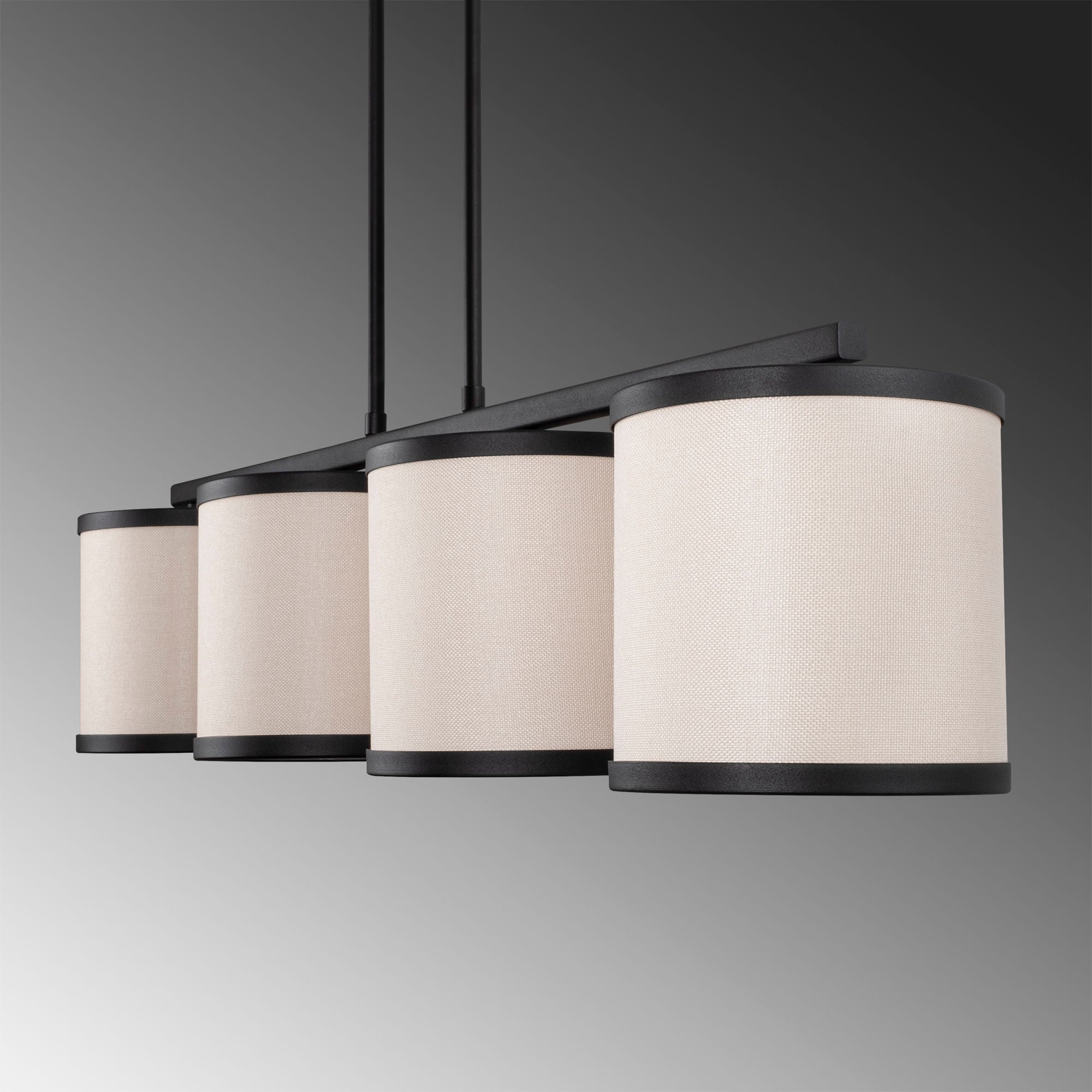 Candeeiro de Teto Escandinavo Moderno, Preto e Branco, 107 x 20 x 68 cm | Corpo em Metal, Altura Ajustável, 4 Soquetes E27 | Iluminação Elegante para Decoração de Casa