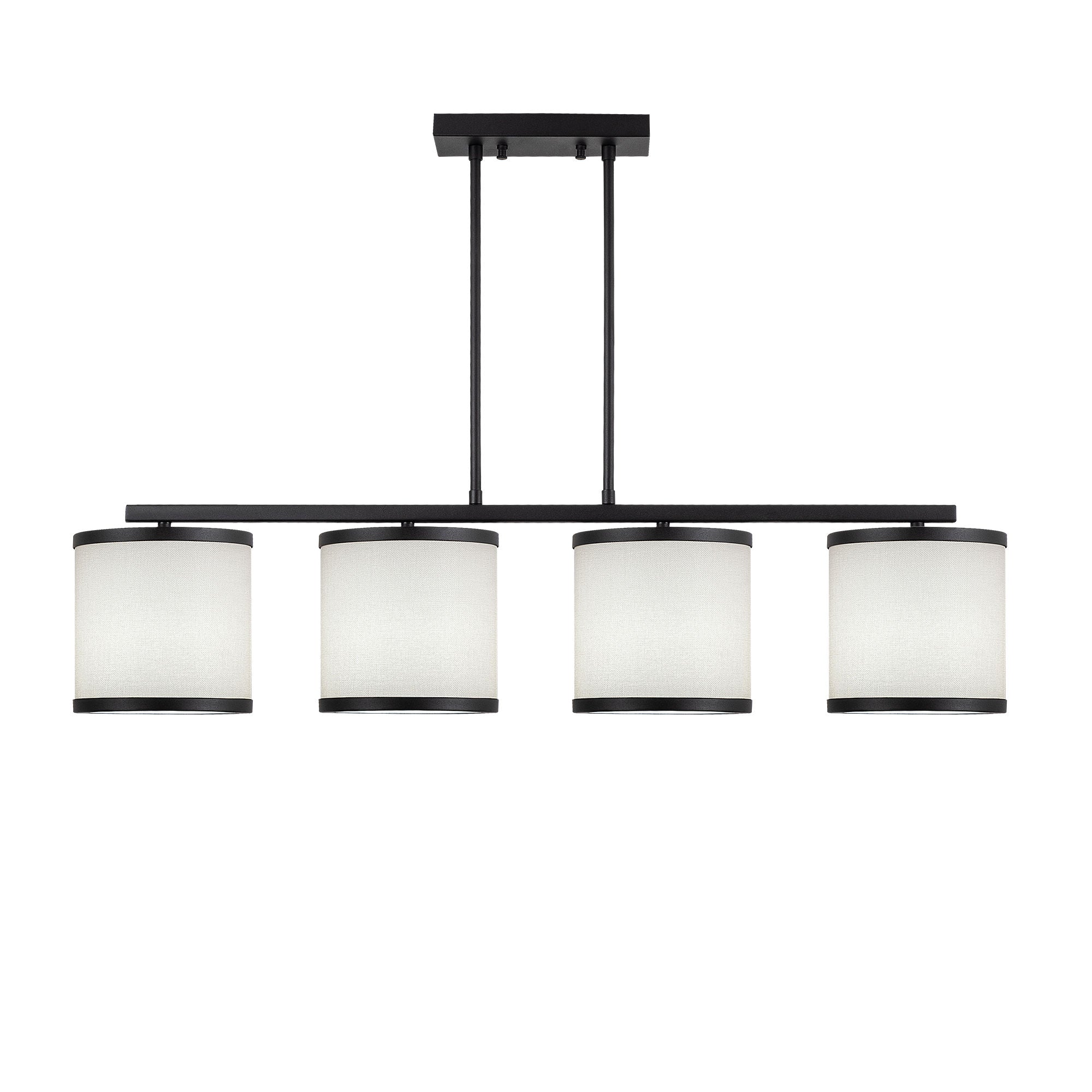 Candeeiro de Teto Escandinavo Moderno, Preto e Branco, 107 x 20 x 68 cm | Corpo em Metal, Altura Ajustável, 4 Soquetes E27 | Iluminação Elegante para Decoração de Casa
