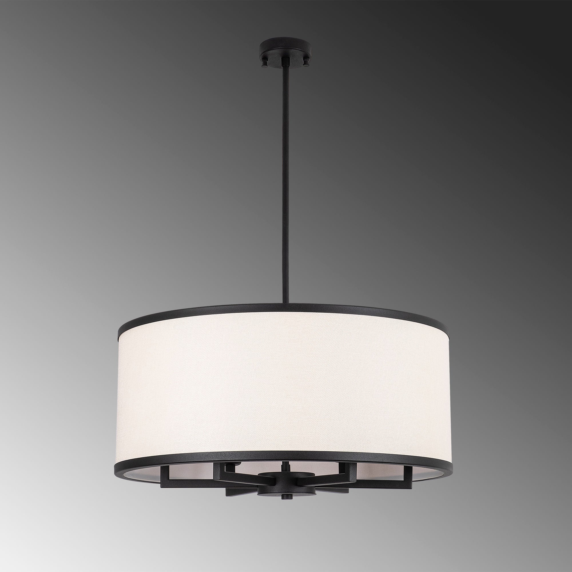 Candeeiro de Teto moderno preto e branco, tampa de tecido de 60 cm, altura ajustável, corpo de metal, 6 x E27 máx. 40 W, design escandinavo elegante para decoração de casa