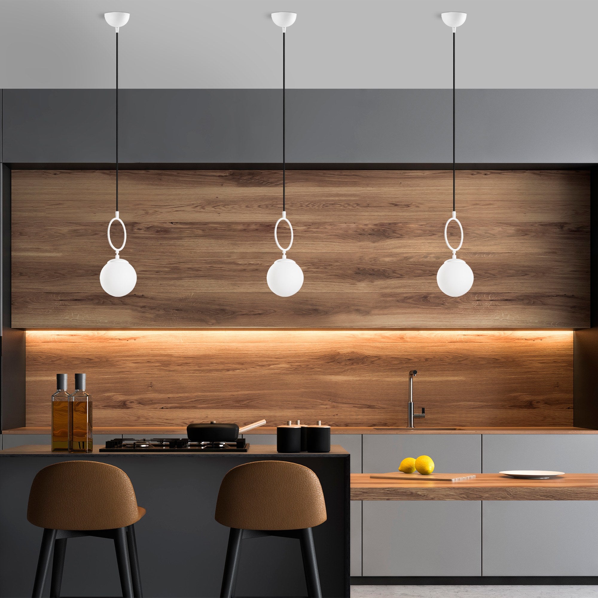 Candeeiro de Teto branco elegante, corpo de metal, 15 cm de largura, altura ajustável (41-127 cm), IP20, soquete E14, perfeito para decoração moderna e soluções de iluminação