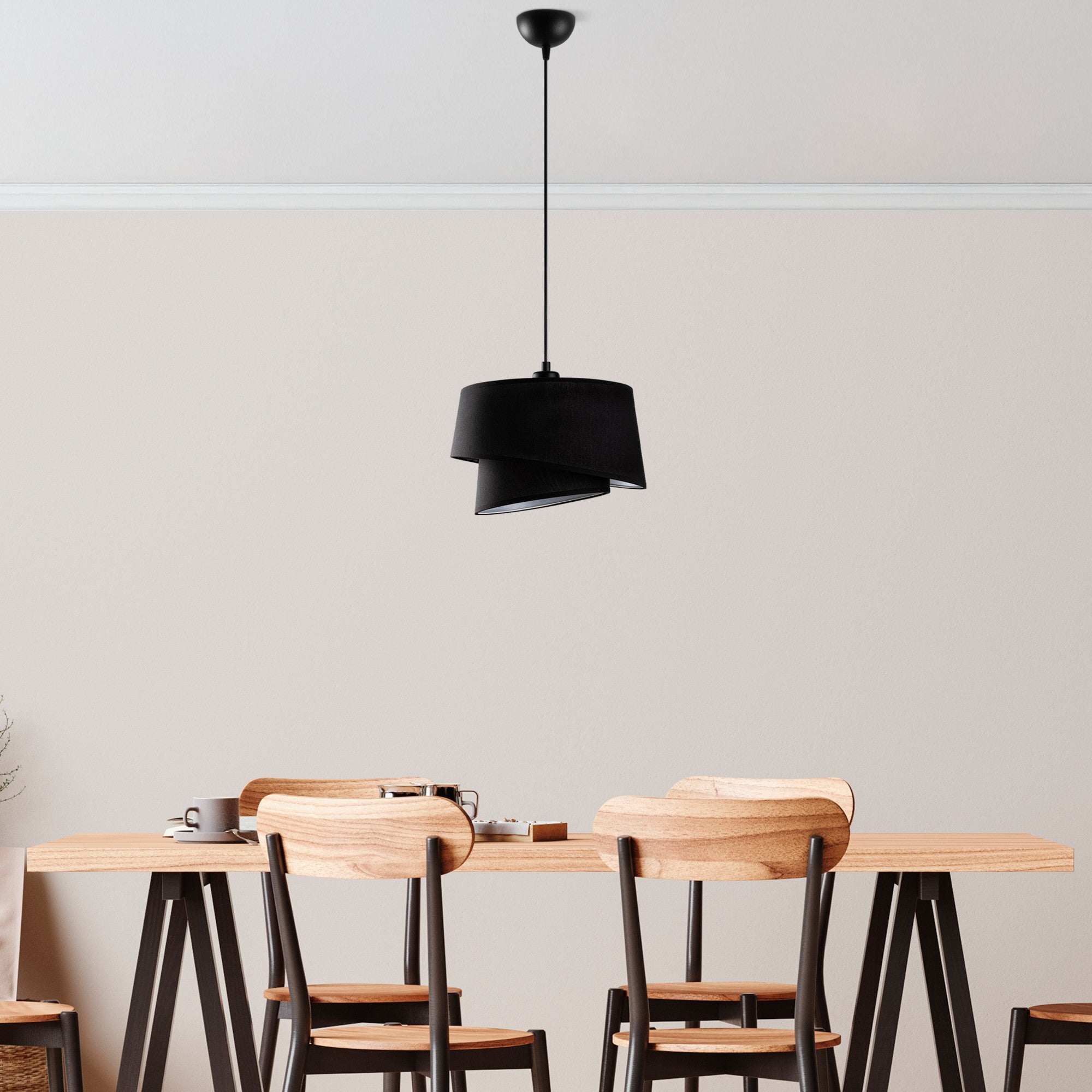 Candeeiro de Teto – 30-120 cm – Preto – Metálico