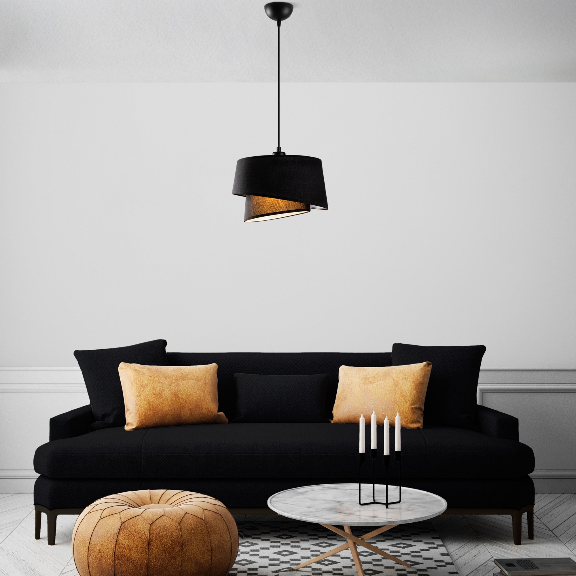 Candeeiro de Teto – 30-120 cm – Preto – Metálico