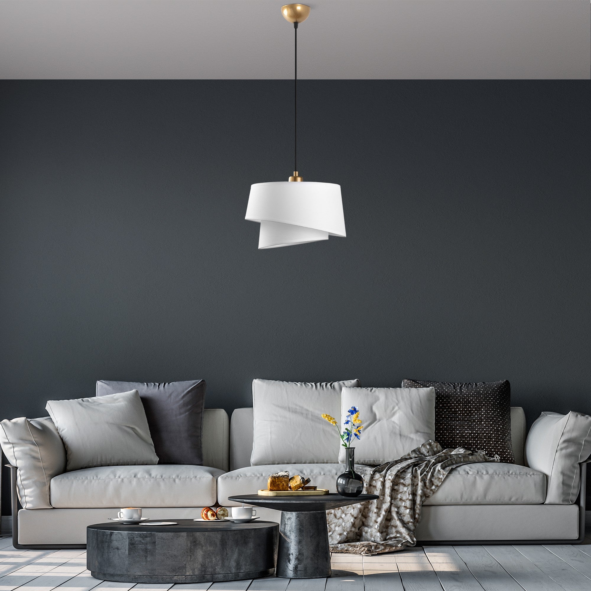 Candeeiro de Teto – Ajustável 30-120 cm – Branco – Metálico