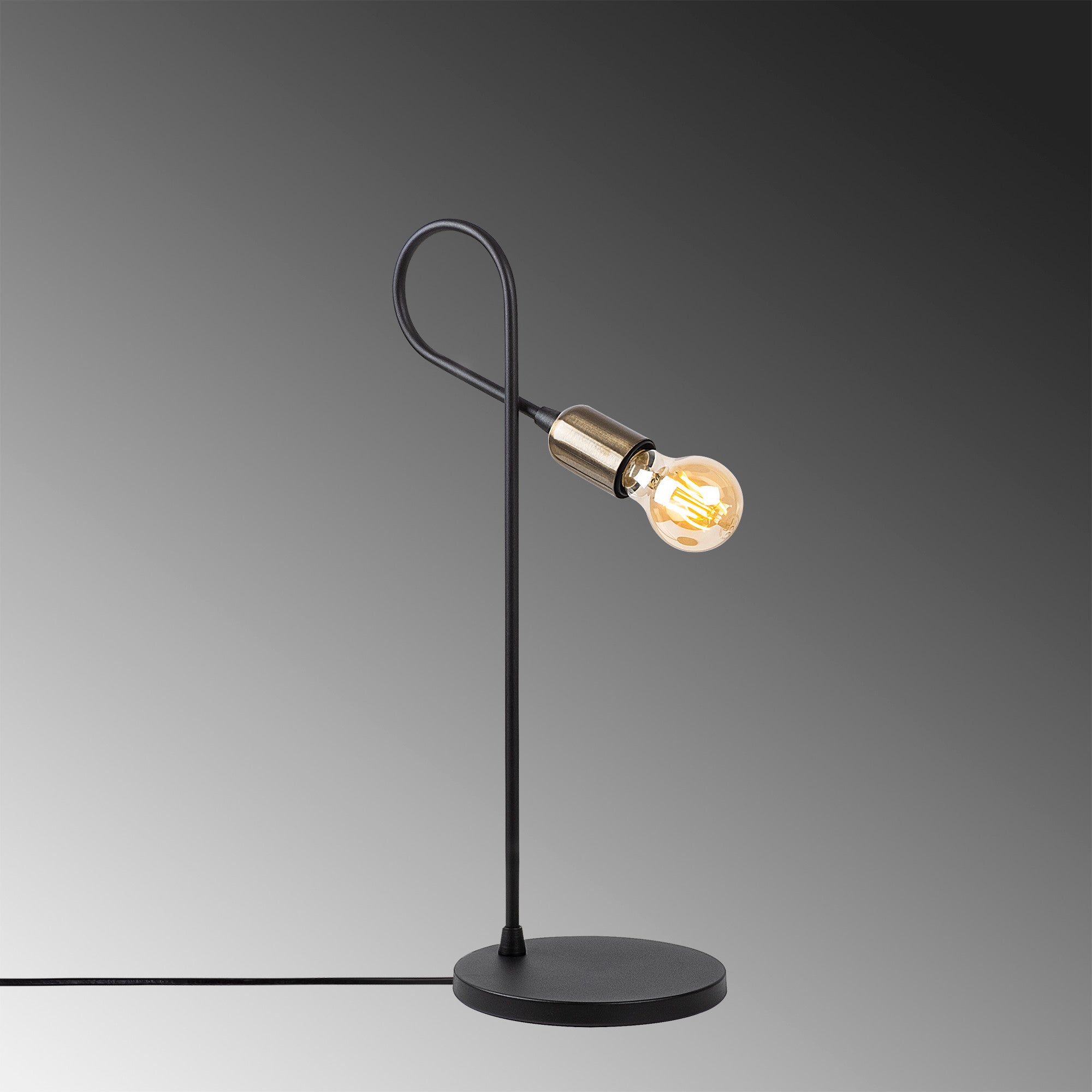 Candeeiro de Mesa Industrial, Corpo e Base de Metal, 49 cm de Altura, Soquete E27 Máx. 15 W, Preto e Acabamento Antigo | Iluminação Elegante para Espaços Modernos
