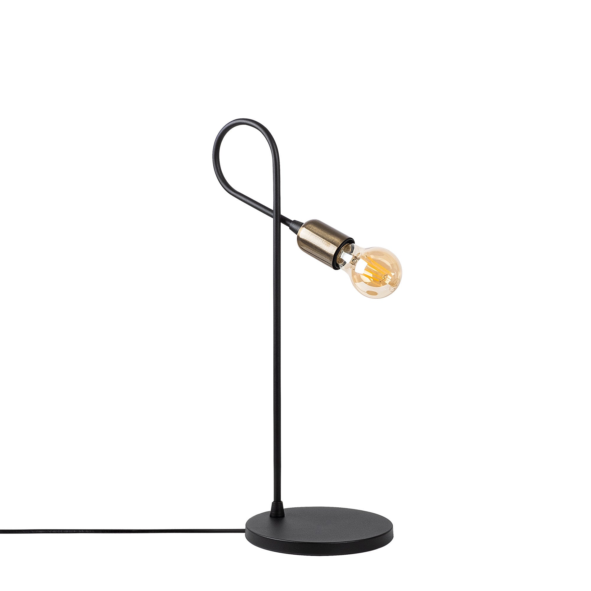 Candeeiro de Mesa Industrial, Corpo e Base de Metal, 49 cm de Altura, Soquete E27 Máx. 15 W, Preto e Acabamento Antigo | Iluminação Elegante para Espaços Modernos