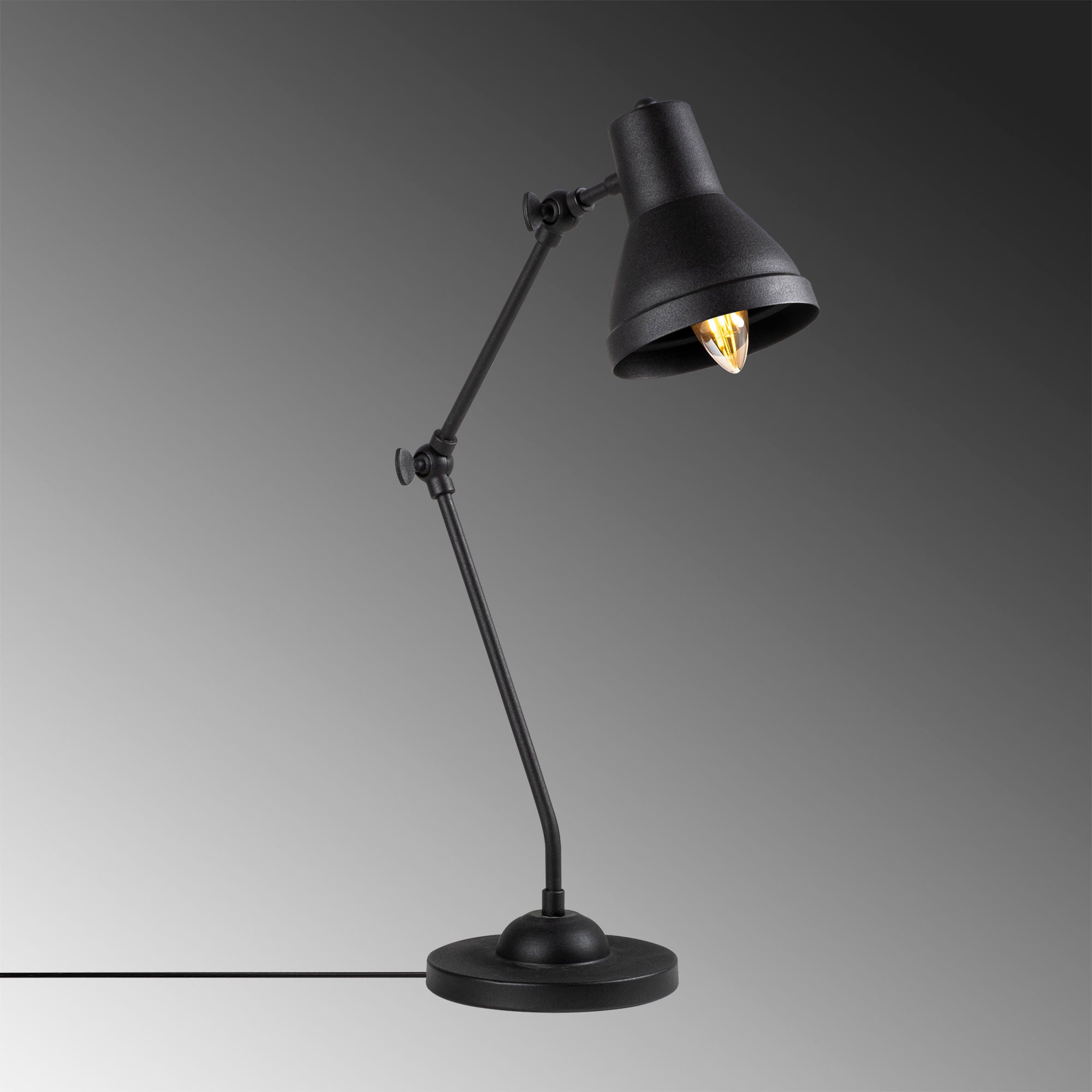 Candeeiro de Mesa Moderna com Corpo em Metal, Preta e Dourada, 16 x 27 x 55 cm | Soquete E14, 40 W máx., Cabo de 200 cm, Design Industrial Elegante para Casa e Escritório