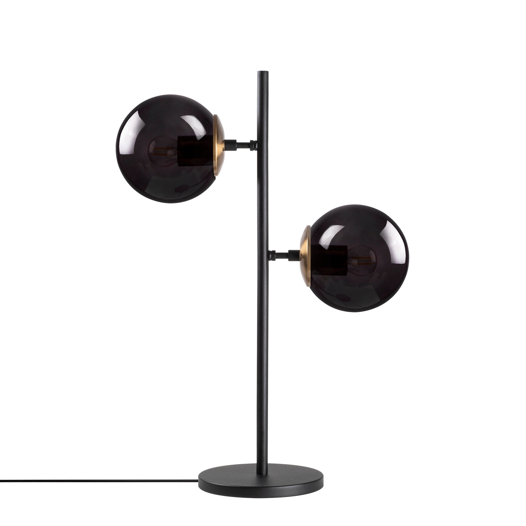 Candeeiro de Mesa estilosa com corpo de metal e tampa de vidro, 40 x 17 x 57 cm | Acabamento preto e antigo, 2 soquetes E14, cabo de 200 cm | Design industrial moderno