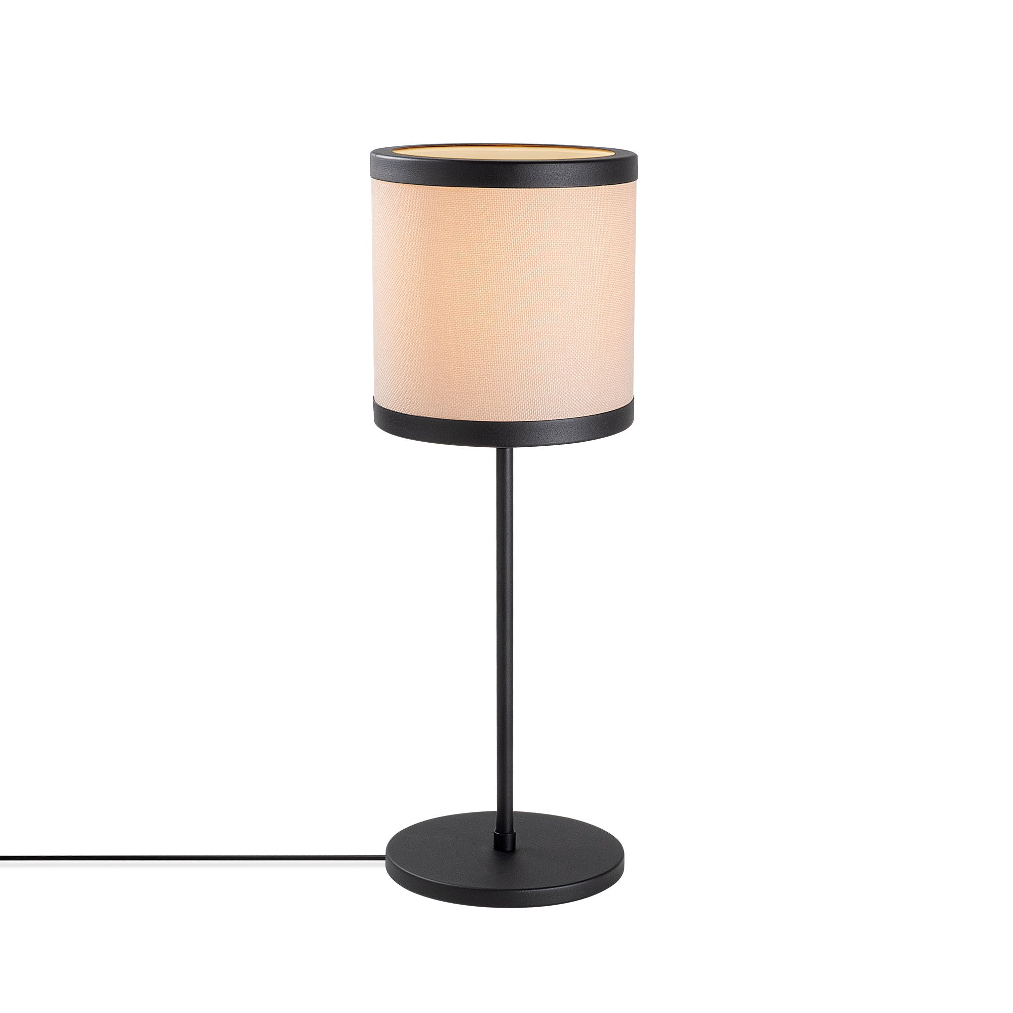 Candeeiro de Mesa Moderna, Preta e Branca, 18 x 18 x 52 cm | Corpo em Metal, Base em Tecido, Soquete E27, IP20 | Design Escandinavo Elegante para Casa e Escritório