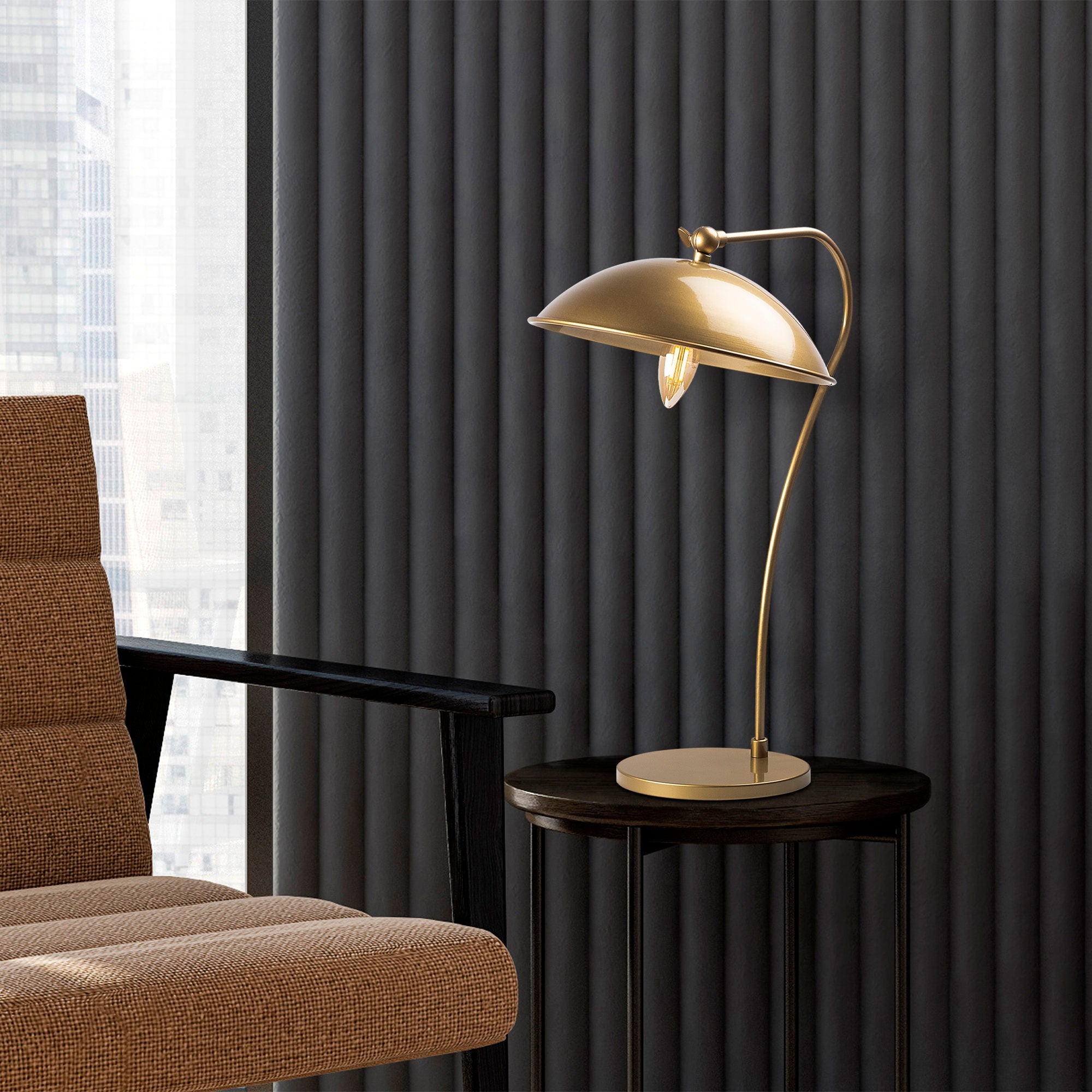 Candeeiro de Mesa Elegante Dourada, Corpo em Metal, 35 x 27 x 50 cm | Soquete E14, Máx. 40 W | Design Escandinavo Moderno, Perfeito para Decoração Glamourosa