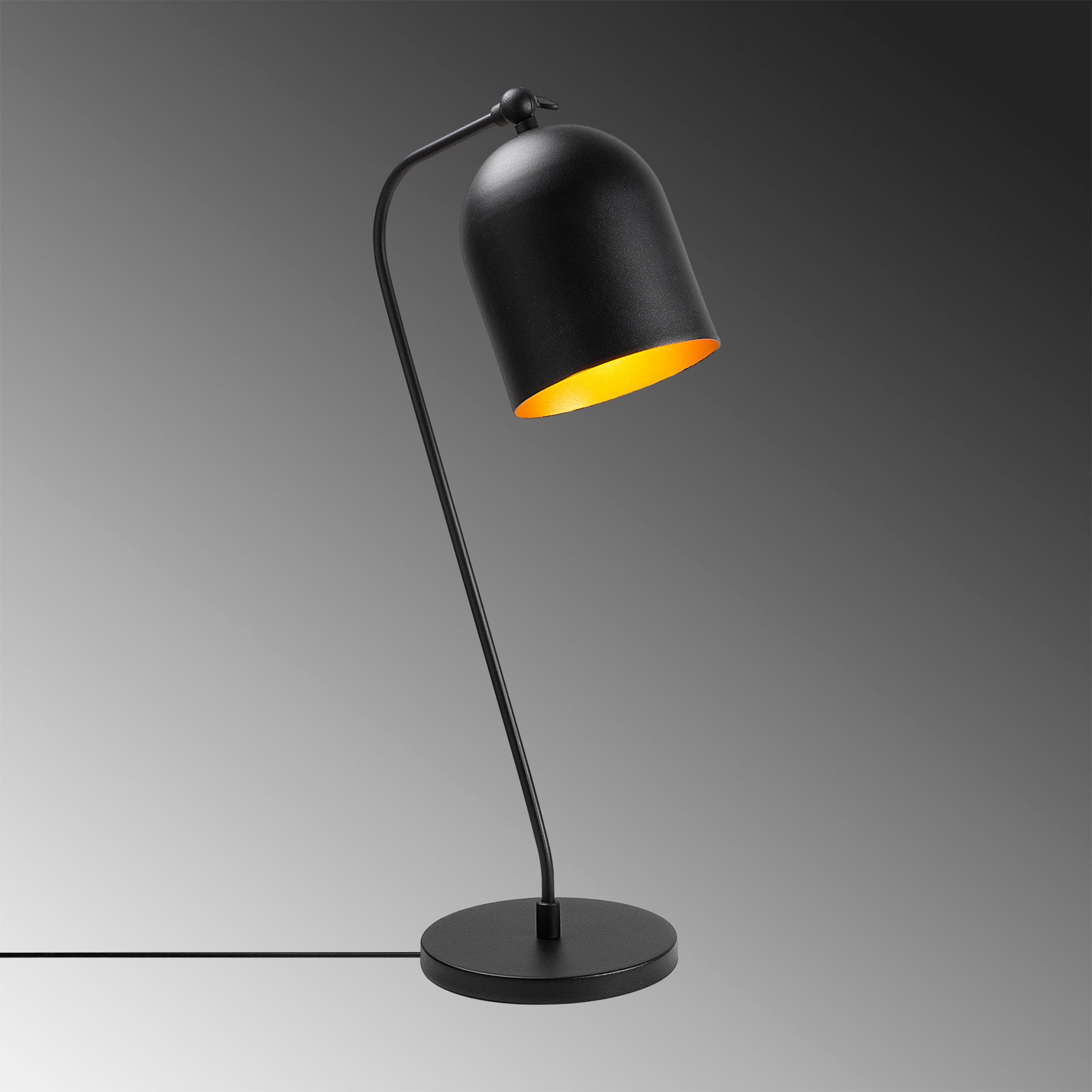 Candeeiro de Mesa elegante, preta e dourada, corpo de metal, 22 x 30 x 60 cm | Soquete E14, máx. 40 W | Design industrial moderno para decoração de casa e escritório