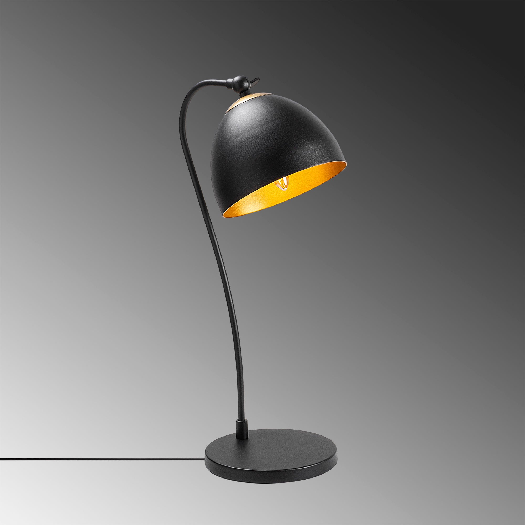 Candeeiro de Mesa Moderna, Preta e Dourada, 25 x 25 x 54 cm | Corpo em Metal, Soquete E14, IP20 | Design Industrial e Escandinavo Elegante para Casa e Escritório