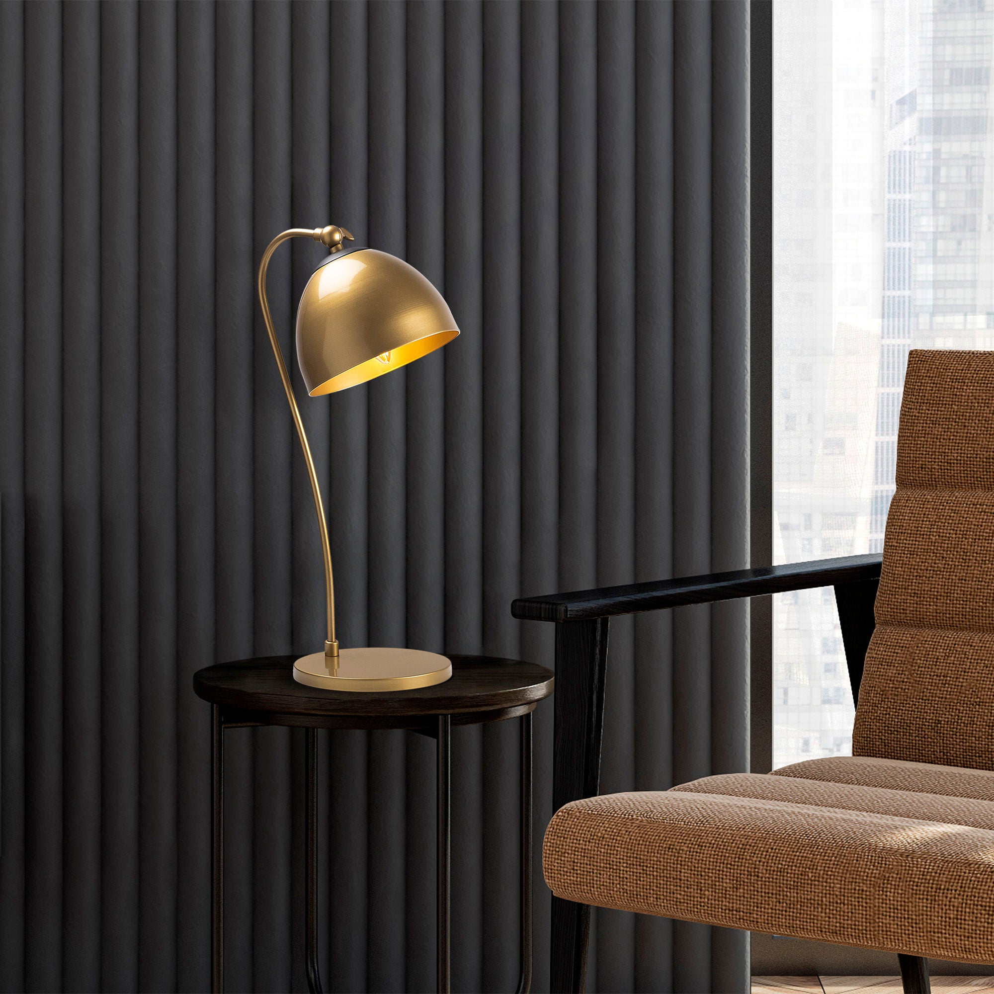 Candeeiro de Mesa Elegante em Cobre, Corpo em Metal, 25 x 25 x 54 cm | IP20, Soquete E14, 40 W Máx. | Design Moderno e Glamouroso para Decoração de Casa e Escritório