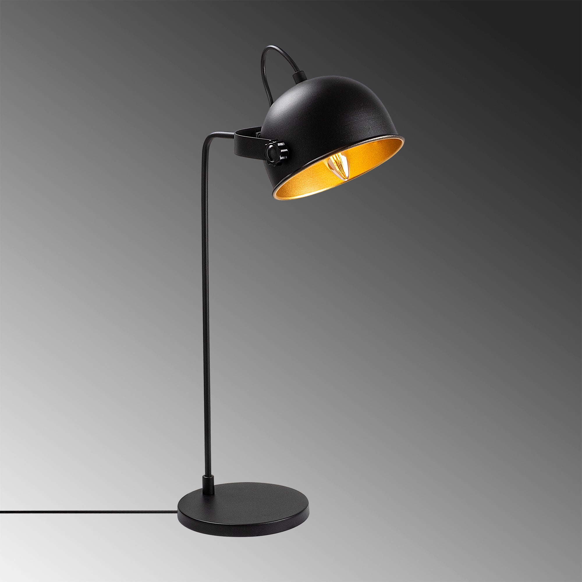 Candeeiro de Mesa Moderna, Preta e Dourada, 32 x 30 x 60 cm | Corpo em Metal, Soquete E14, IP20 | Design Industrial e Escandinavo Elegante para Casa e Escritório
